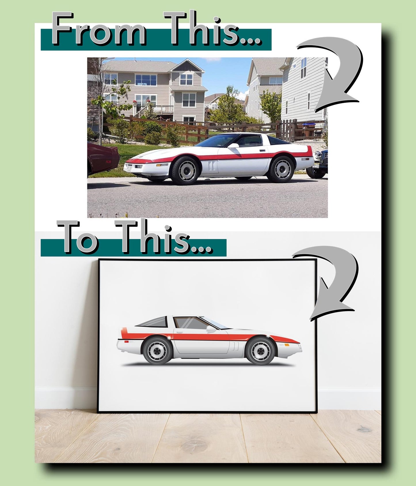 Personalised custom car side view illustration portrait or landscape custom car print