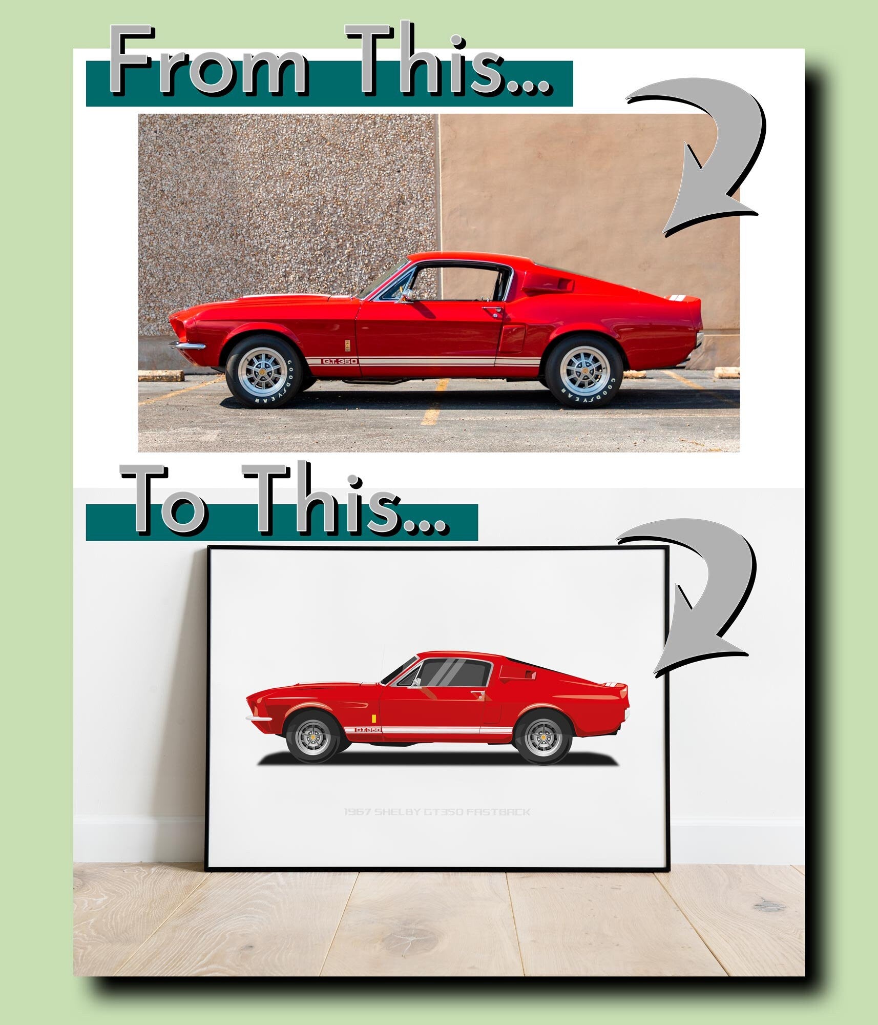 Personalised custom car side view illustration portrait or landscape custom car print