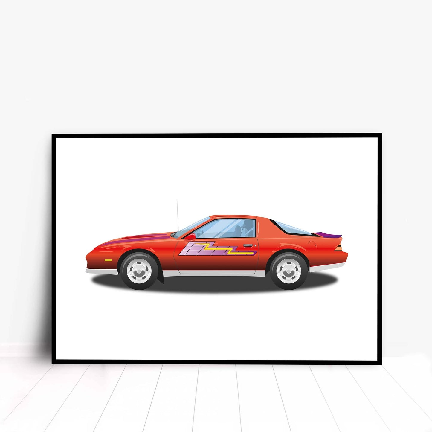 Custom Car Illustration, Chevrolet Camaro Z28, Thunderhawk M.A.S.K 80s Cartoon Car, Retro-Themed Custom Print