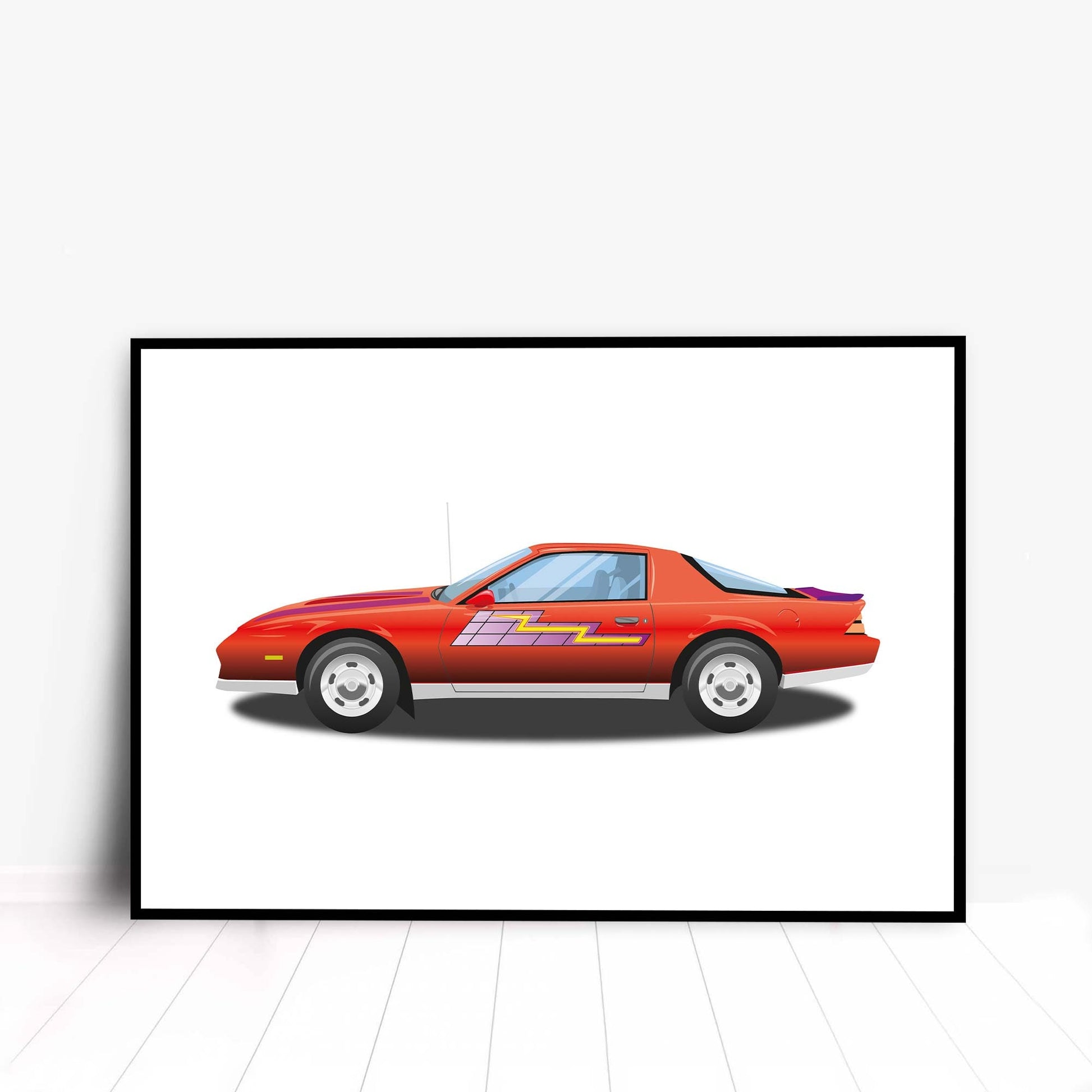 Custom Car Illustration, Chevrolet Camaro Z28, Thunderhawk M.A.S.K 80s Cartoon Car, Retro-Themed Custom Print