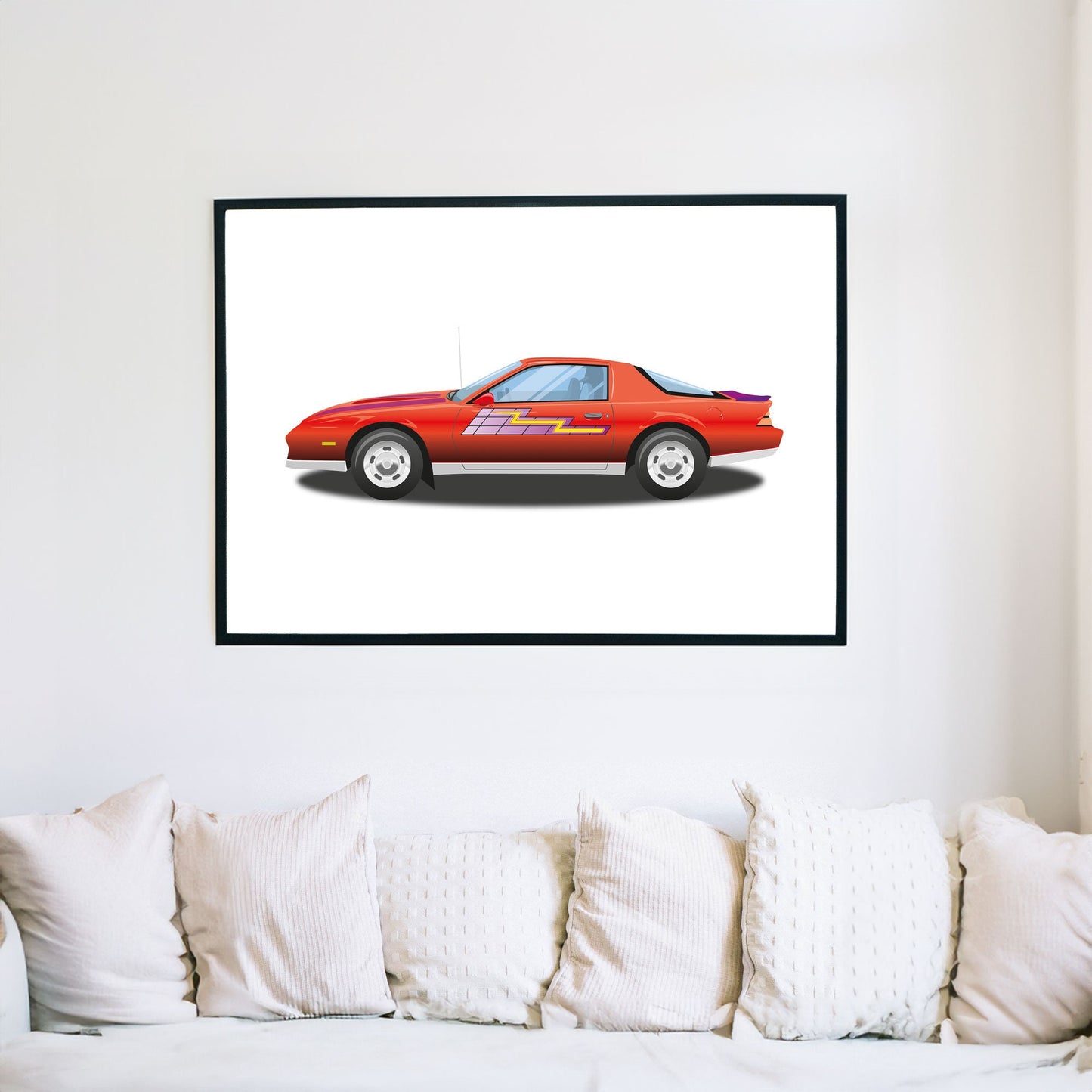 Custom Car Illustration, Chevrolet Camaro Z28, Thunderhawk M.A.S.K 80s Cartoon Car, Retro-Themed Custom Print
