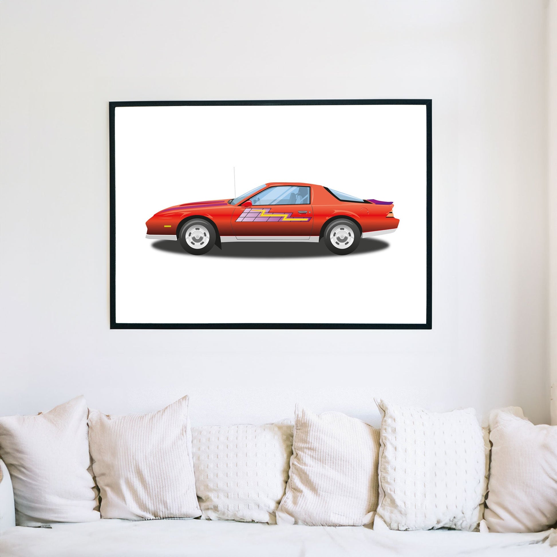 Custom Car Illustration, Chevrolet Camaro Z28, Thunderhawk M.A.S.K 80s Cartoon Car, Retro-Themed Custom Print