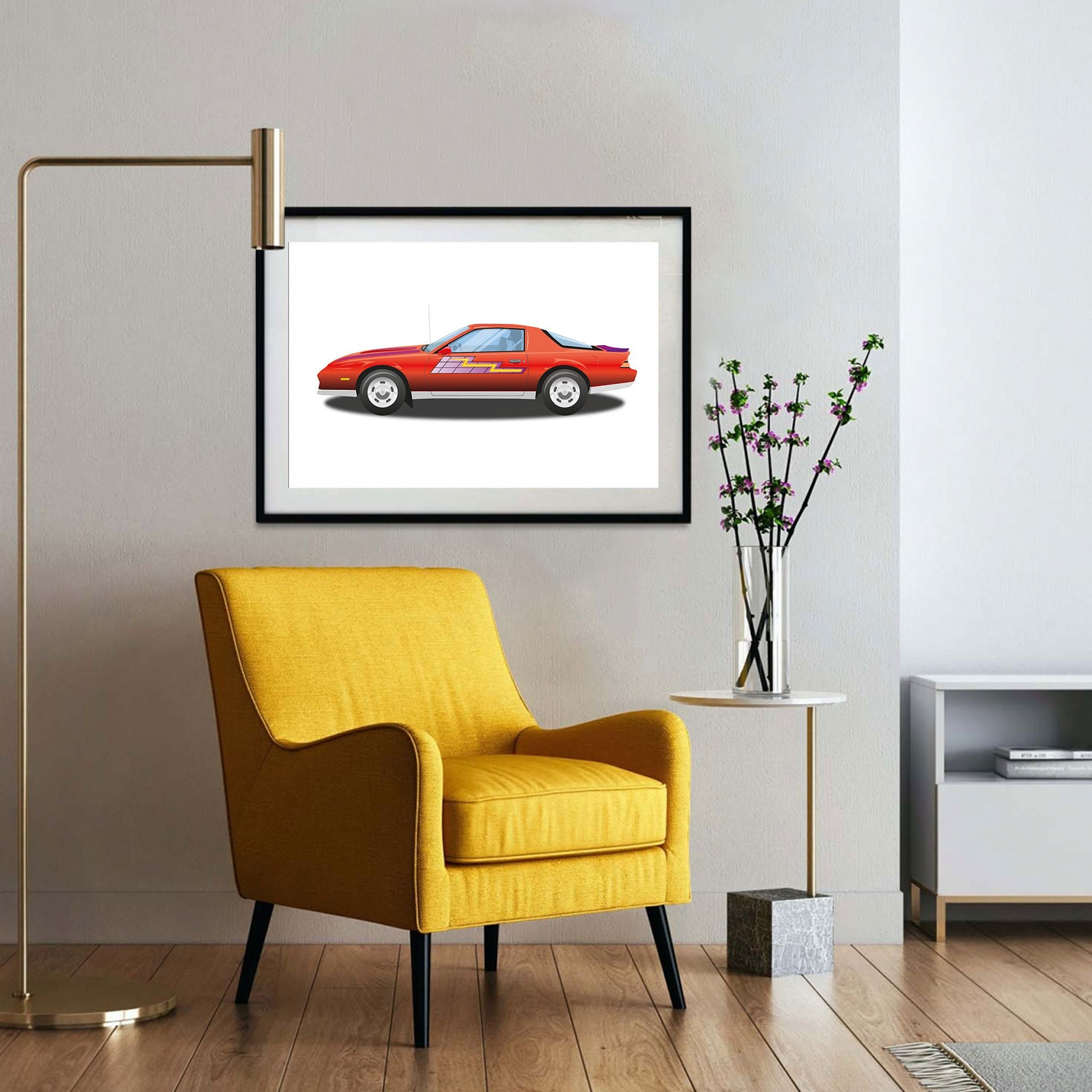 Custom Car Illustration, Chevrolet Camaro Z28, Thunderhawk M.A.S.K 80s Cartoon Car, Retro-Themed Custom Print