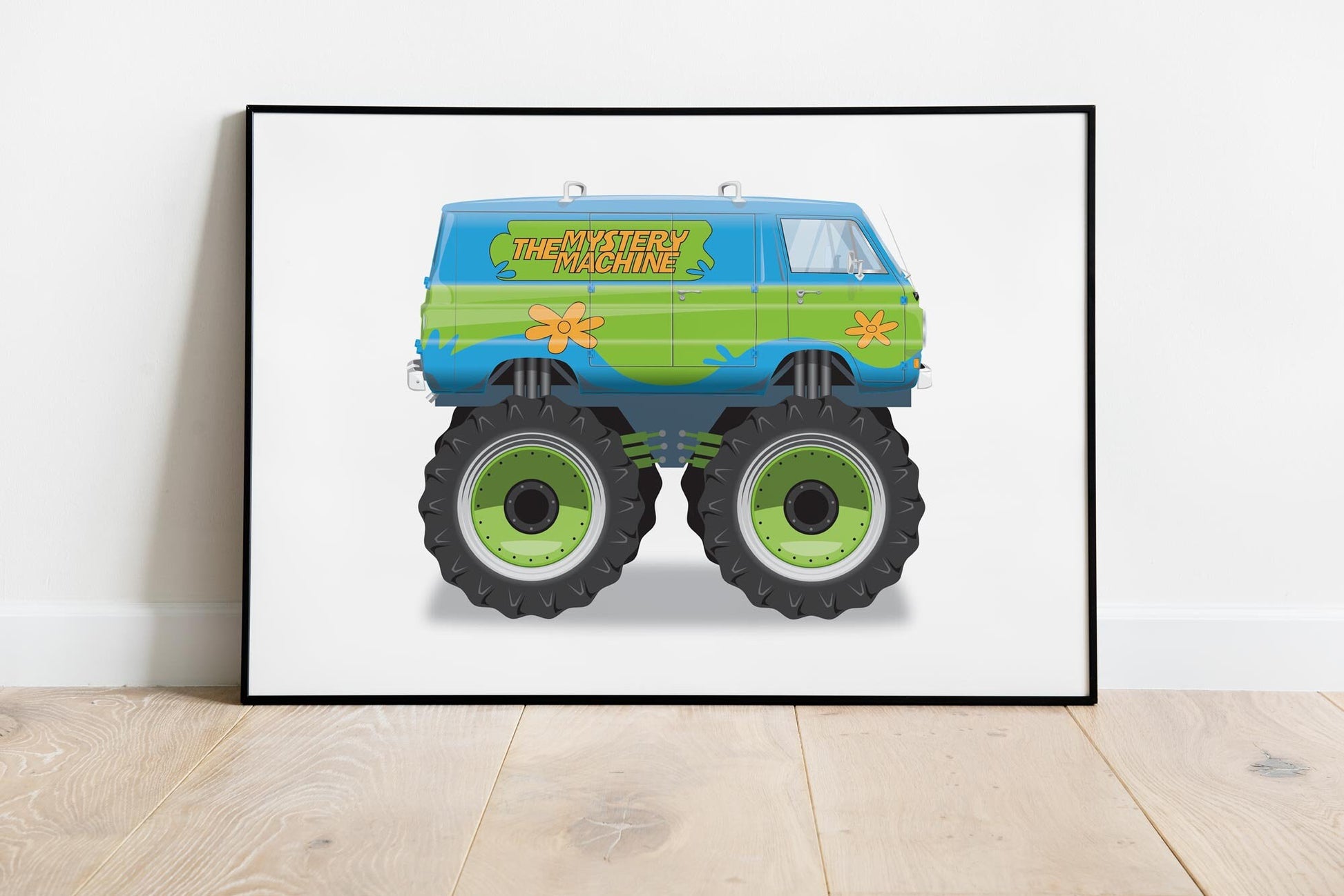 Monster Truck Mystery Machine Scooby-Doo Van Illustration, 1966 Dodge A100 Van Vehicle Illustration, Movie Poster, Vehicle Art