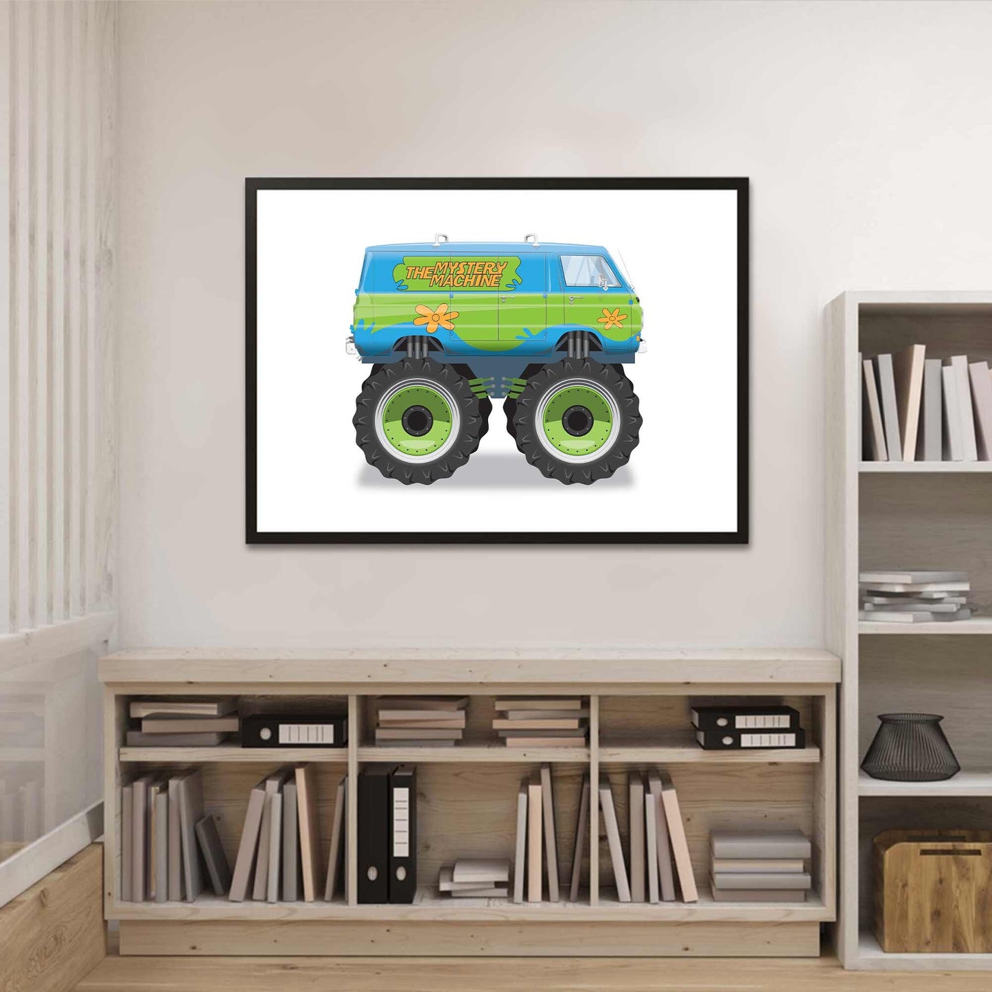 Monster Truck Mystery Machine Scooby-Doo Van Illustration, 1966 Dodge A100 Van Vehicle Illustration, Movie Poster, Vehicle Art