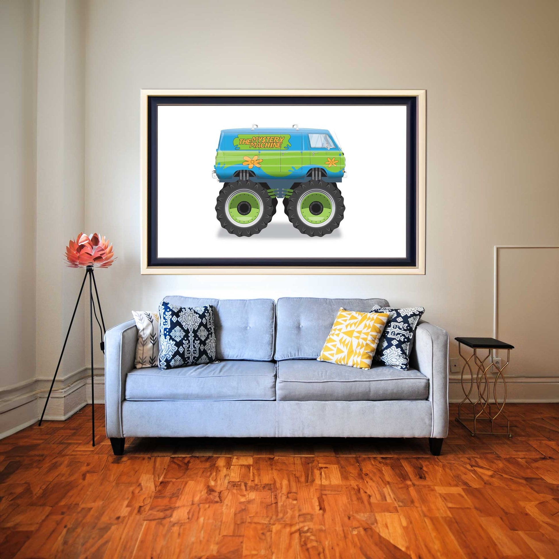 Monster Truck Mystery Machine Scooby-Doo Van Illustration, 1966 Dodge A100 Van Vehicle Illustration, Movie Poster, Vehicle Art