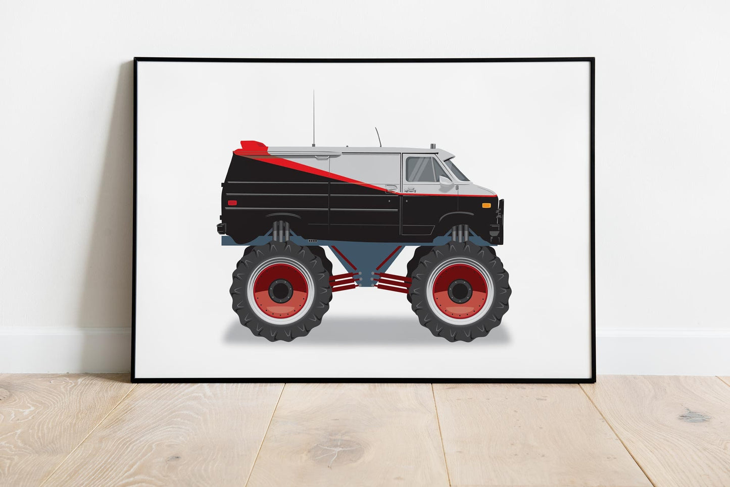 Monster Truck A-Team Van Illustration, Custom Poster, Vehicle Art, A-Team Vehicle Illustration