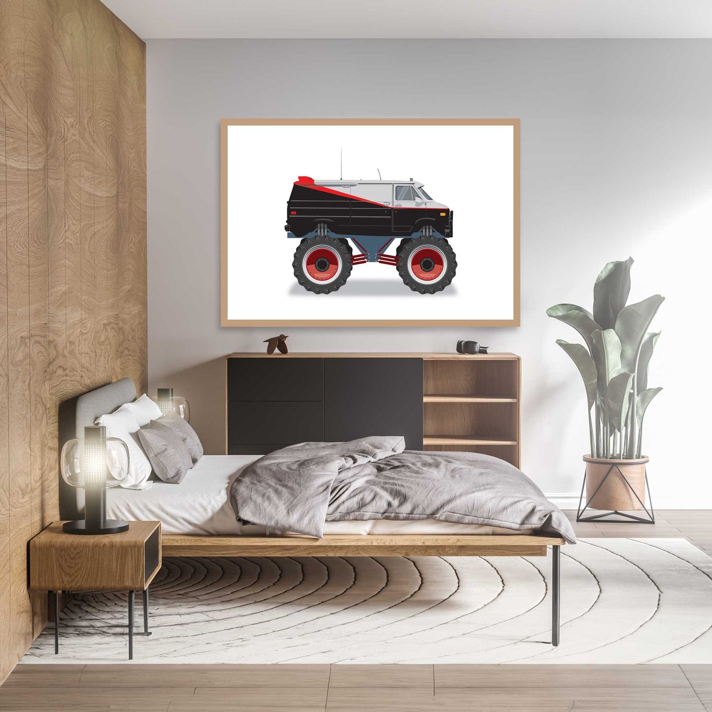 Monster Truck A-Team Van Illustration, Custom Poster, Vehicle Art, A-Team Vehicle Illustration