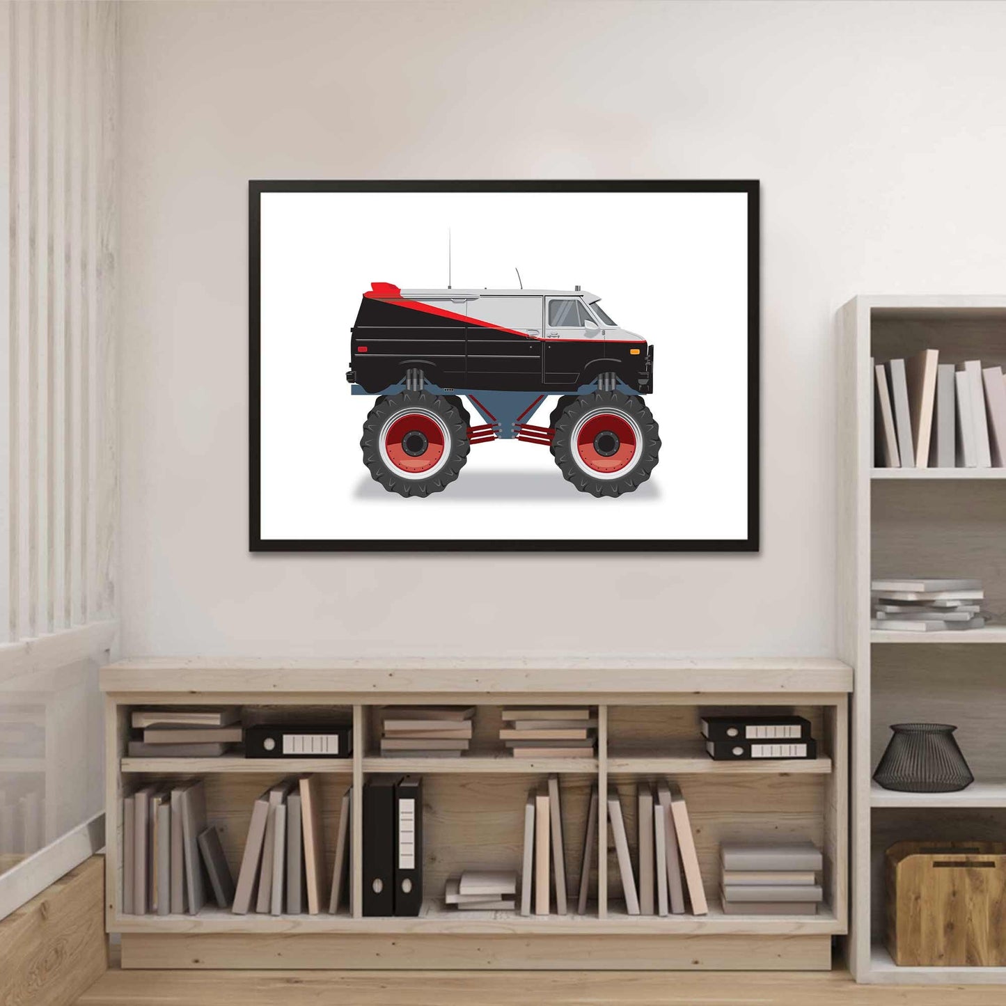Monster Truck A-Team Van Illustration, Custom Poster, Vehicle Art, A-Team Vehicle Illustration