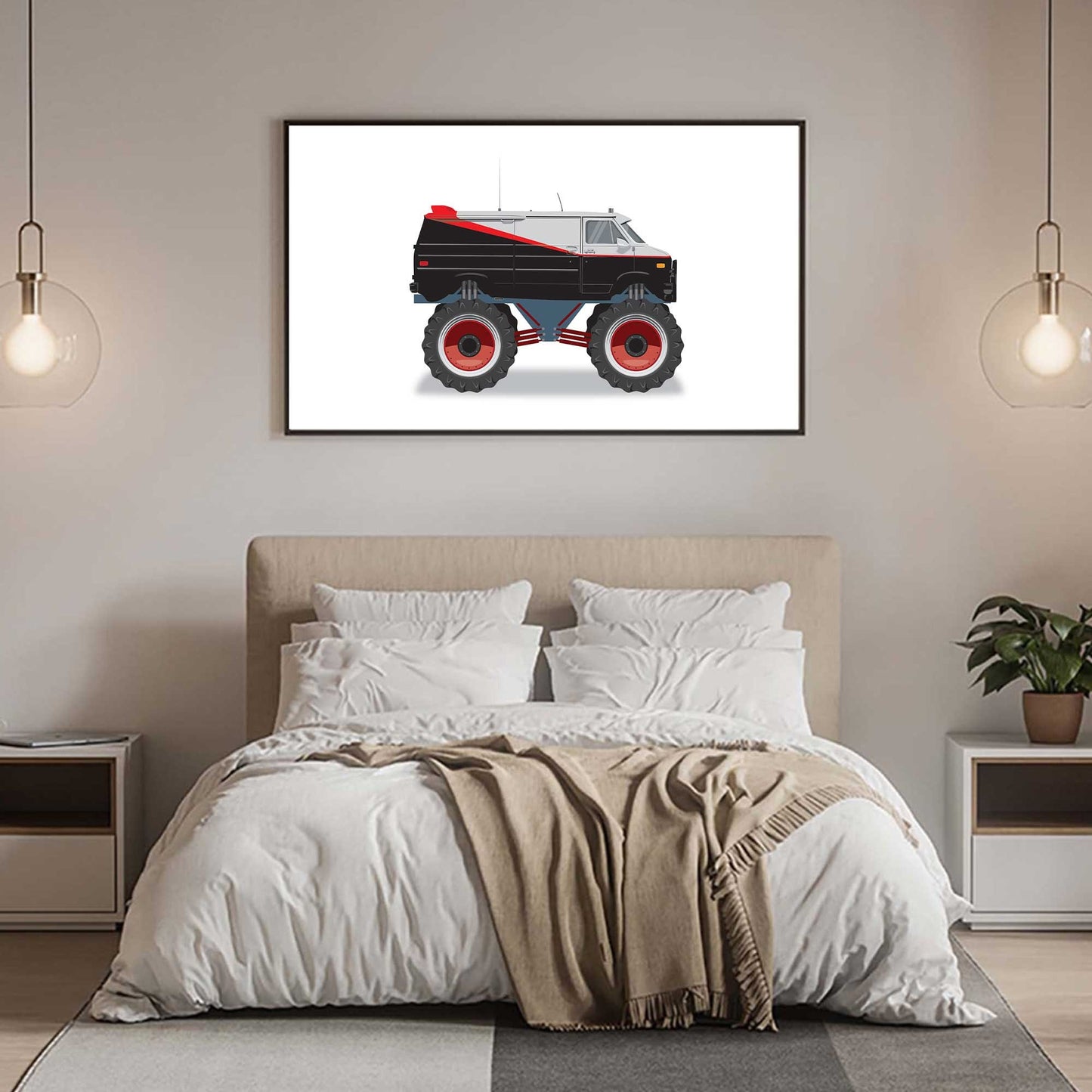 Monster Truck A-Team Van Illustration, Custom Poster, Vehicle Art, A-Team Vehicle Illustration