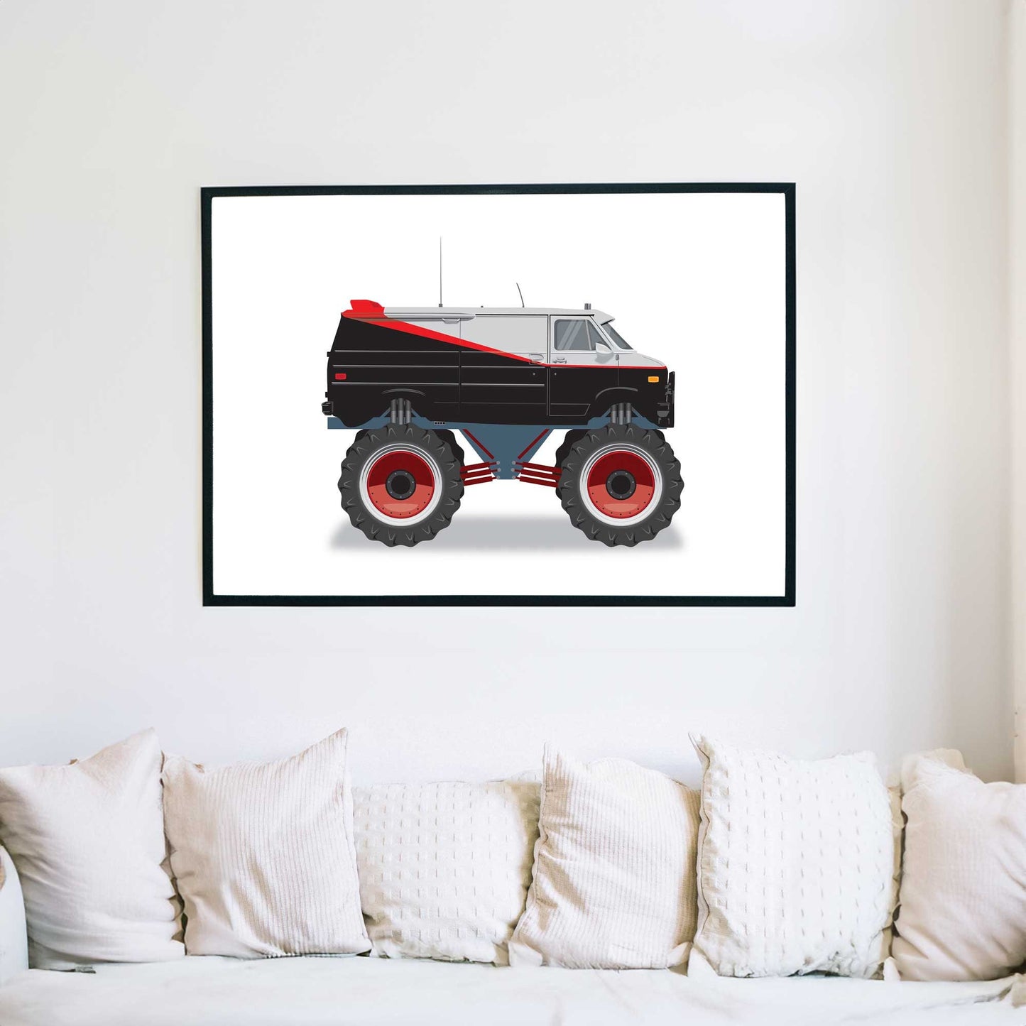 Monster Truck A-Team Van Illustration, Custom Poster, Vehicle Art, A-Team Vehicle Illustration