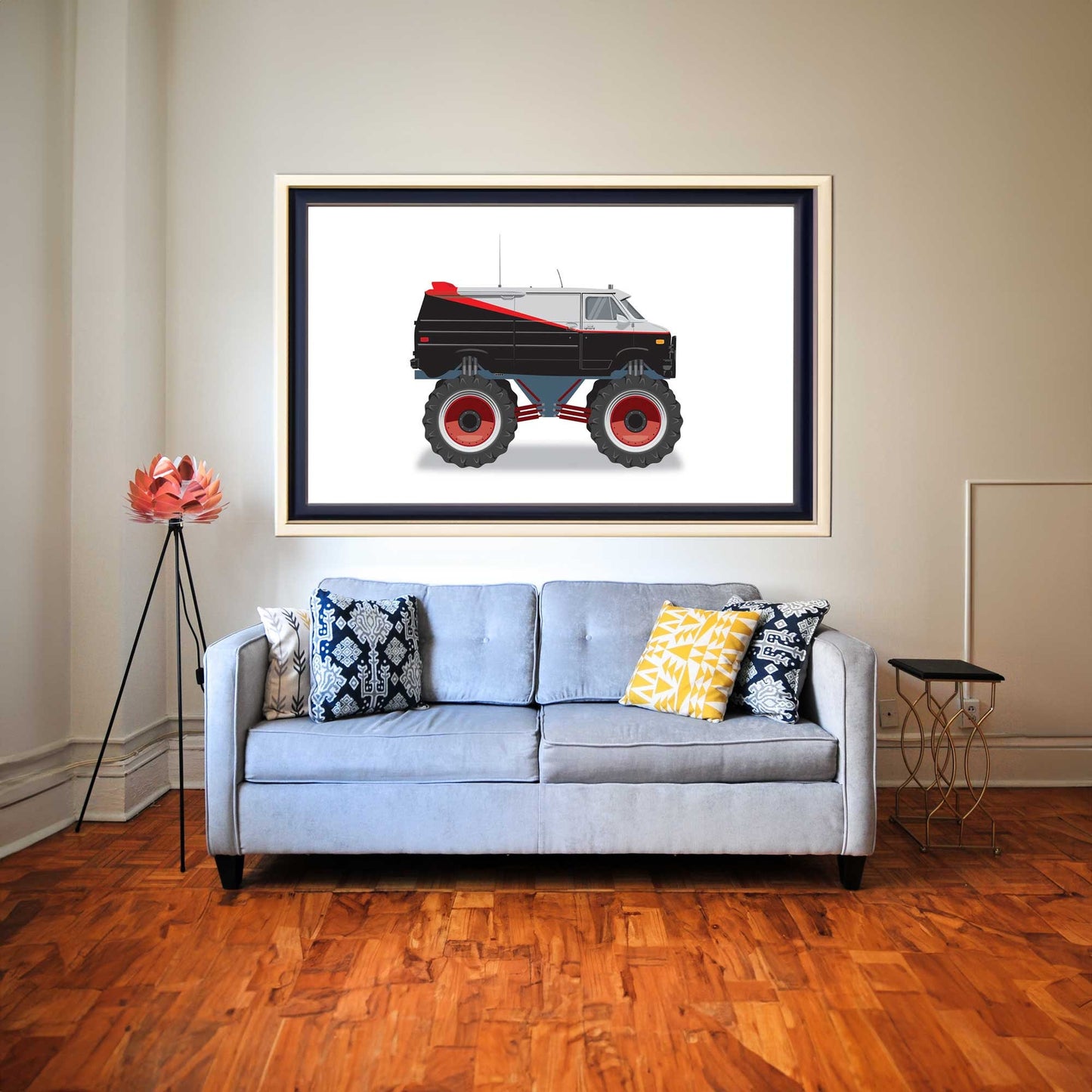 Monster Truck A-Team Van Illustration, Custom Poster, Vehicle Art, A-Team Vehicle Illustration