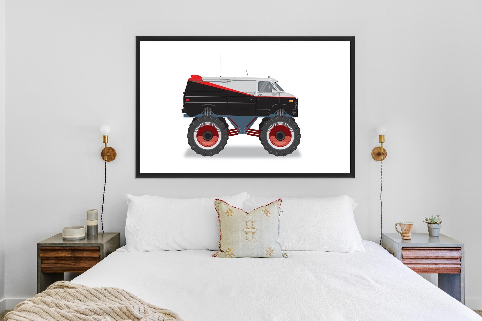 Monster Truck A-Team Van Illustration, Custom Poster, Vehicle Art, A-Team Vehicle Illustration