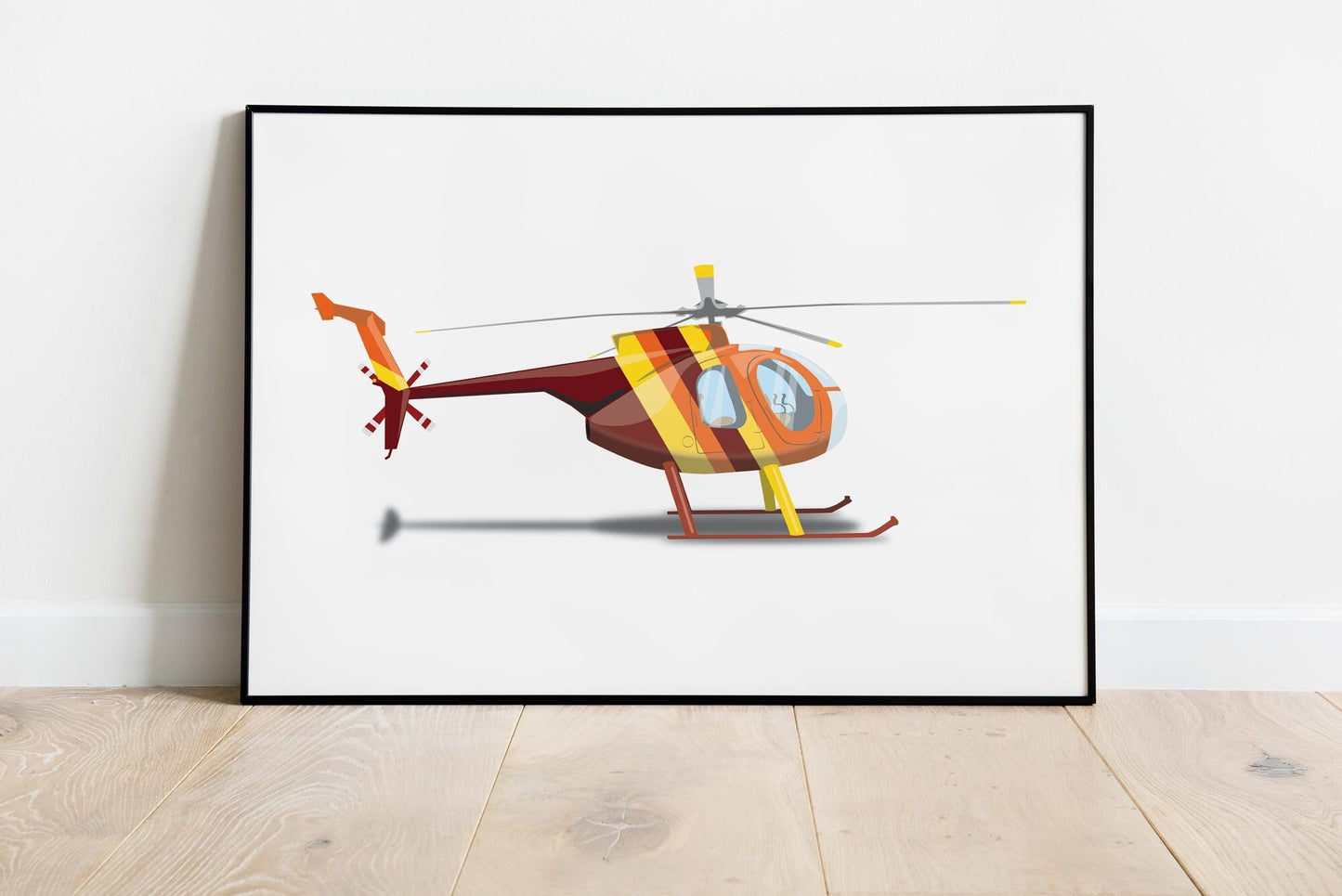 Magnum PI Helicopter Hughes 369D Island Hopper Helicopter Illustration, Custom Poster, Helicopter Art, Vehicle Artwork