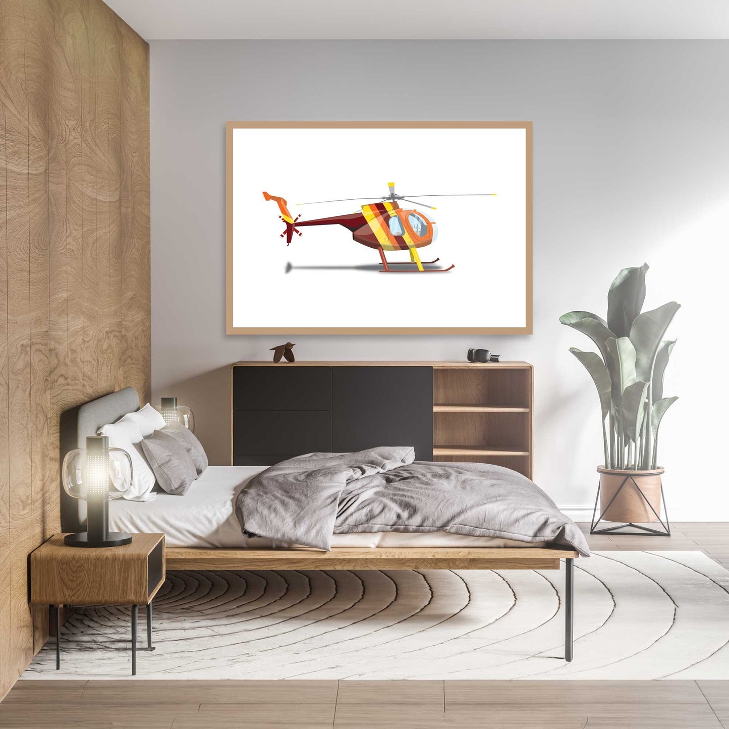 Magnum PI Helicopter Hughes 369D Island Hopper Helicopter Illustration, Custom Poster, Helicopter Art, Vehicle Artwork