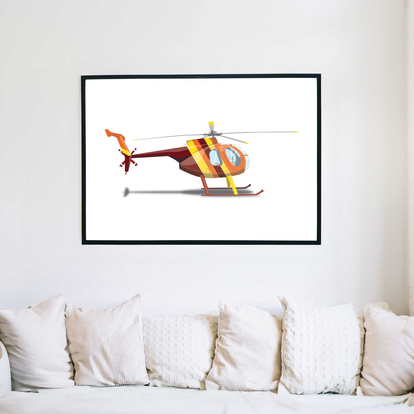 Magnum PI Helicopter Hughes 369D Island Hopper Helicopter Illustration, Custom Poster, Helicopter Art, Vehicle Artwork