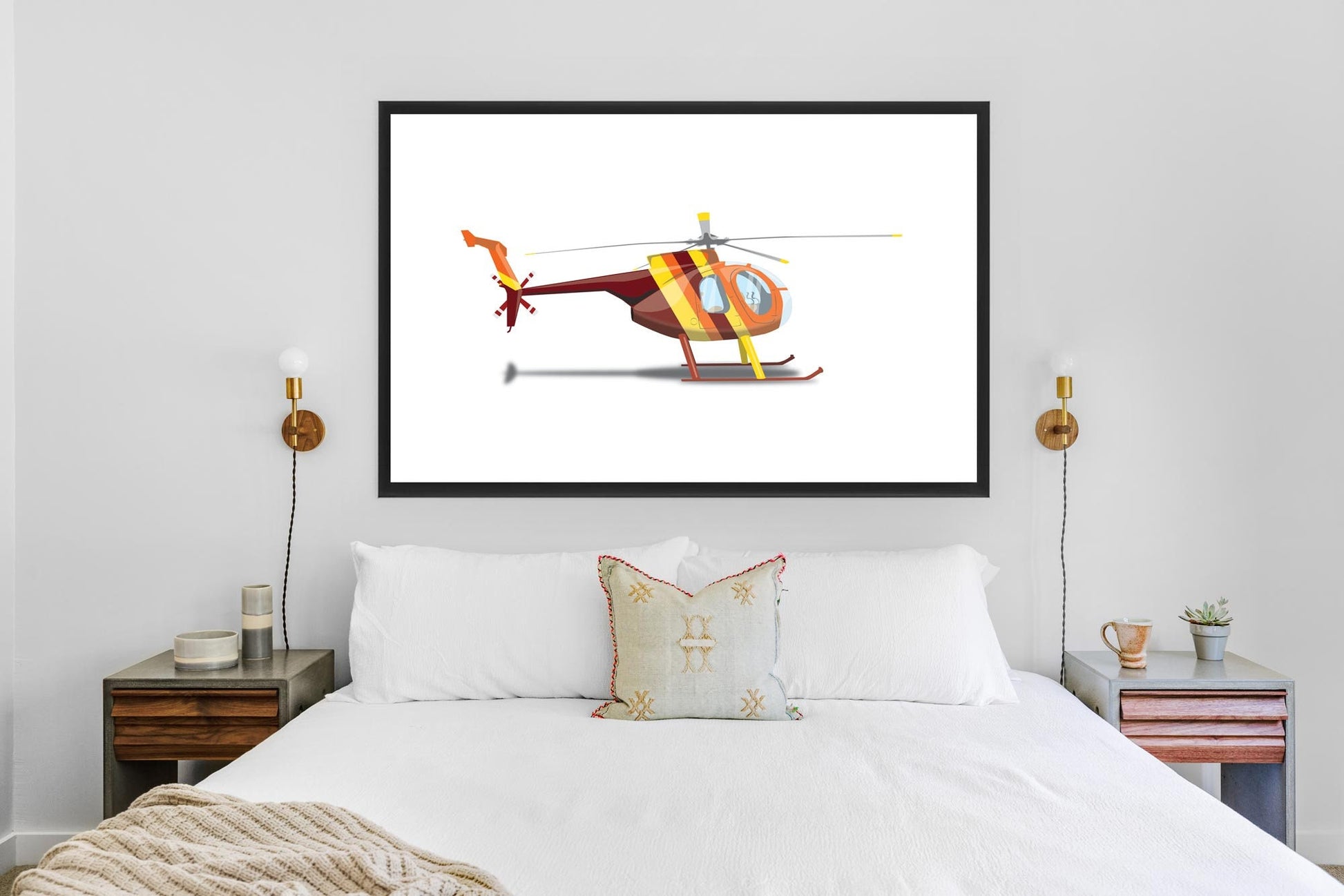 Magnum PI Helicopter Hughes 369D Island Hopper Helicopter Illustration, Custom Poster, Helicopter Art, Vehicle Artwork