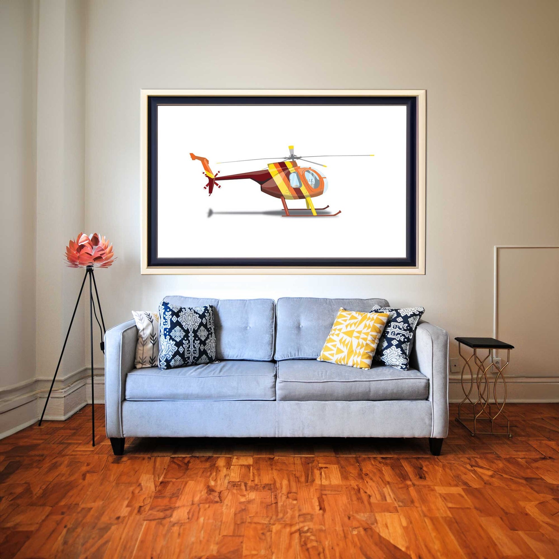 Magnum PI Helicopter Hughes 369D Island Hopper Helicopter Illustration, Custom Poster, Helicopter Art, Vehicle Artwork