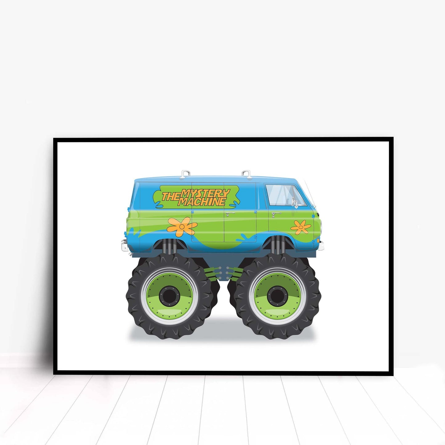 Monster Truck Mystery Machine Scooby-Doo Van Illustration, 1966 Dodge A100 Van Vehicle Illustration, Movie Poster, Vehicle Art
