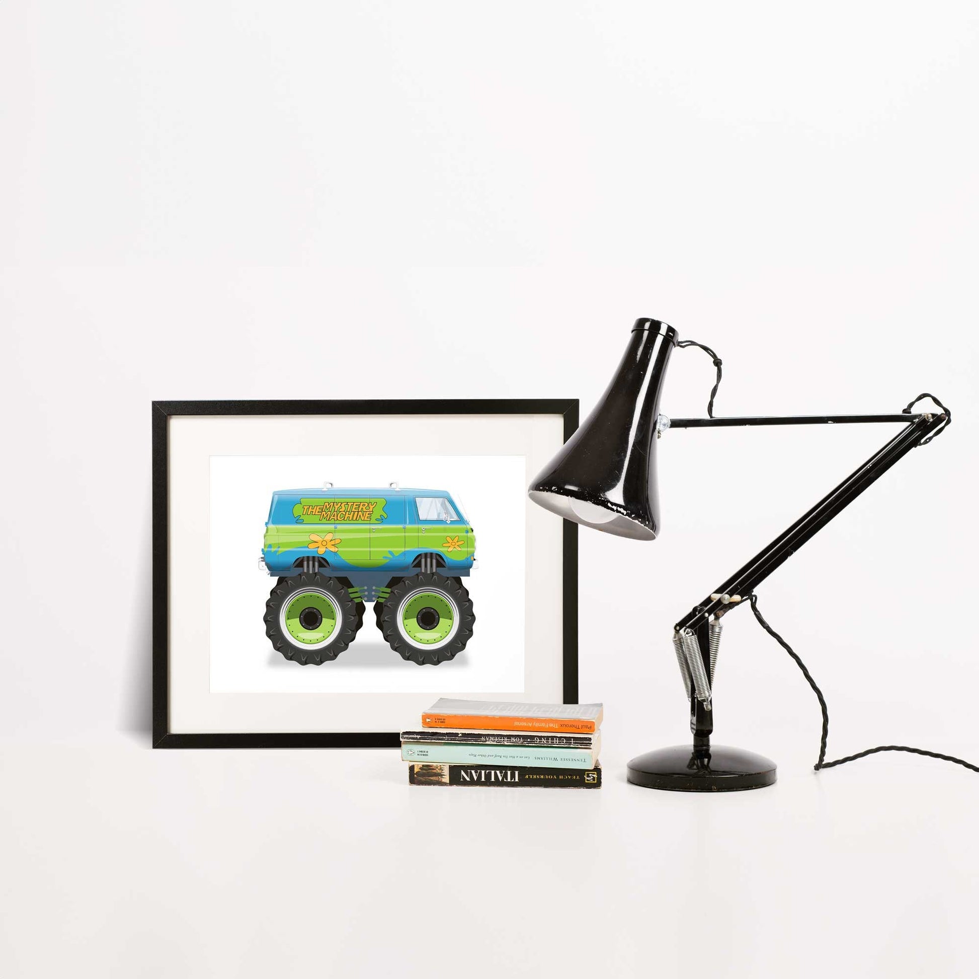 Monster Truck Mystery Machine Scooby-Doo Van Illustration, 1966 Dodge A100 Van Vehicle Illustration, Movie Poster, Vehicle Art