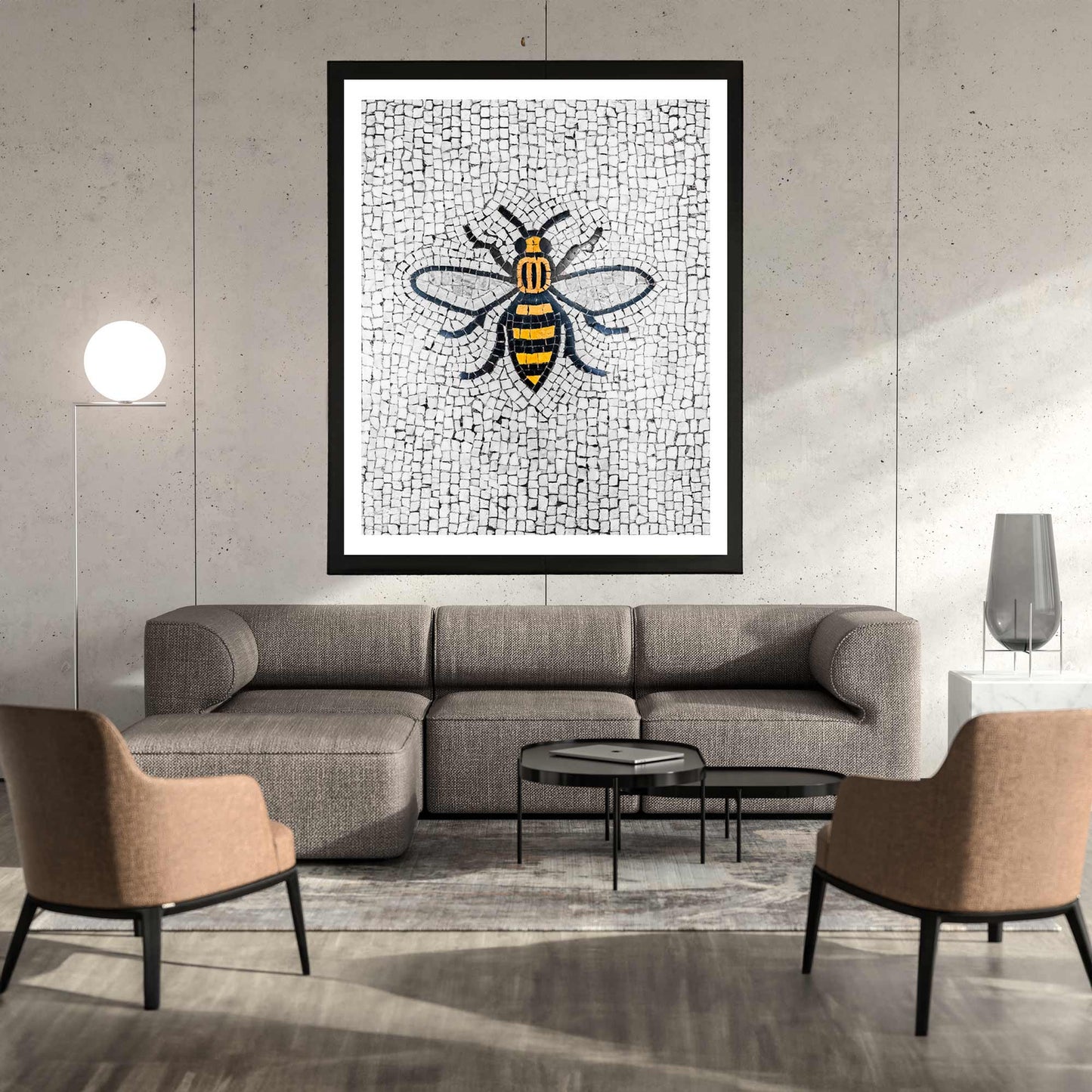 Manchester Worker Bee Mosaic Mancunian Fine Art Print, Manchester Town Hall Iconic Symbol, A4, A3, A2