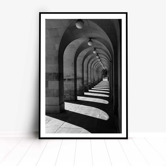 Manchester Town Hall Arches, Mancunian Fine Art Print, Stone Arch Poster, Architecture Print, Arched Walkway, Arches, Wall Print