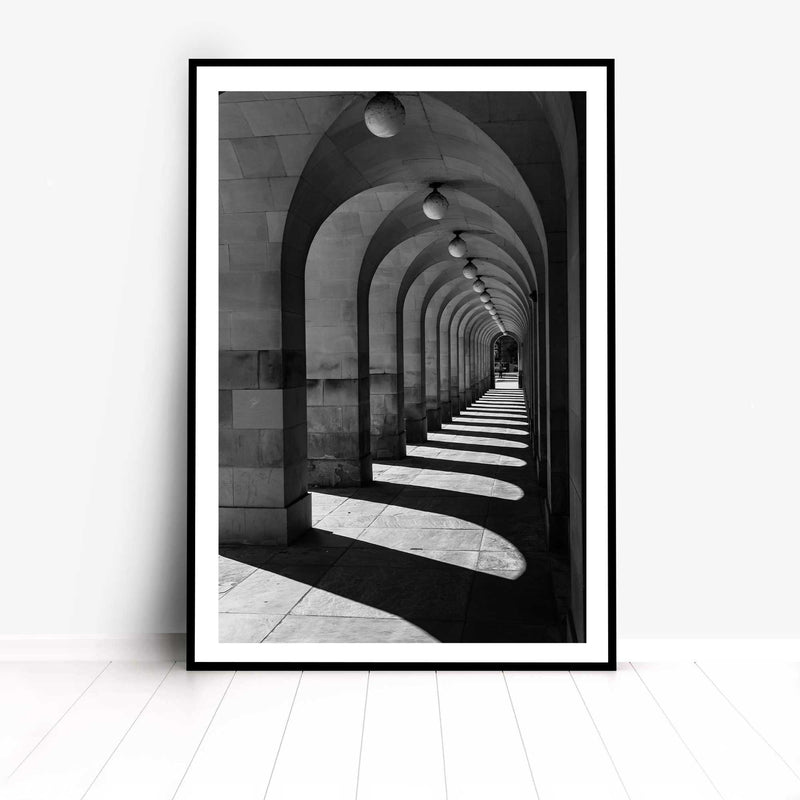Manchester Town Hall Arches, Mancunian Fine Art Print, Stone Arch Poster, Architecture Print, Arched Walkway, Arches, Wall Print