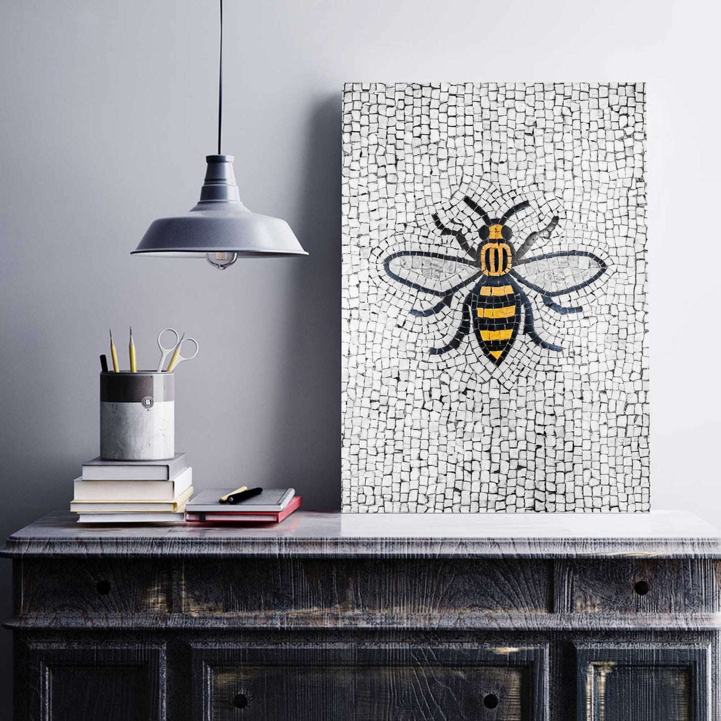 Manchester Worker Bee Mosaic Mancunian Fine Art Print, Manchester Town Hall Iconic Symbol, A4, A3, A2
