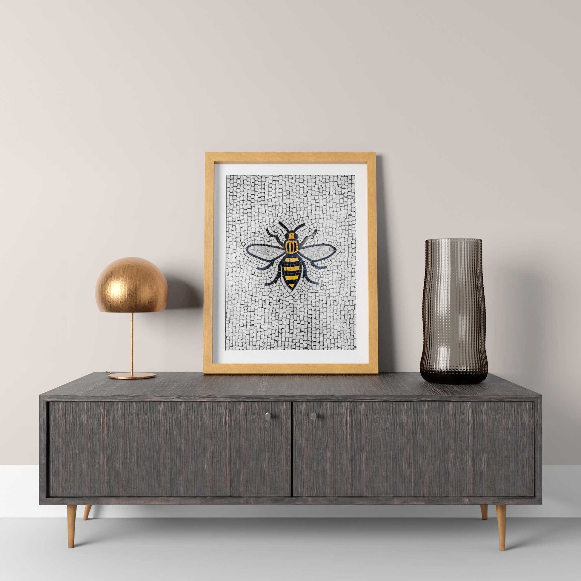 Manchester Worker Bee Mosaic Mancunian Fine Art Print, Manchester Town Hall Iconic Symbol, A4, A3, A2
