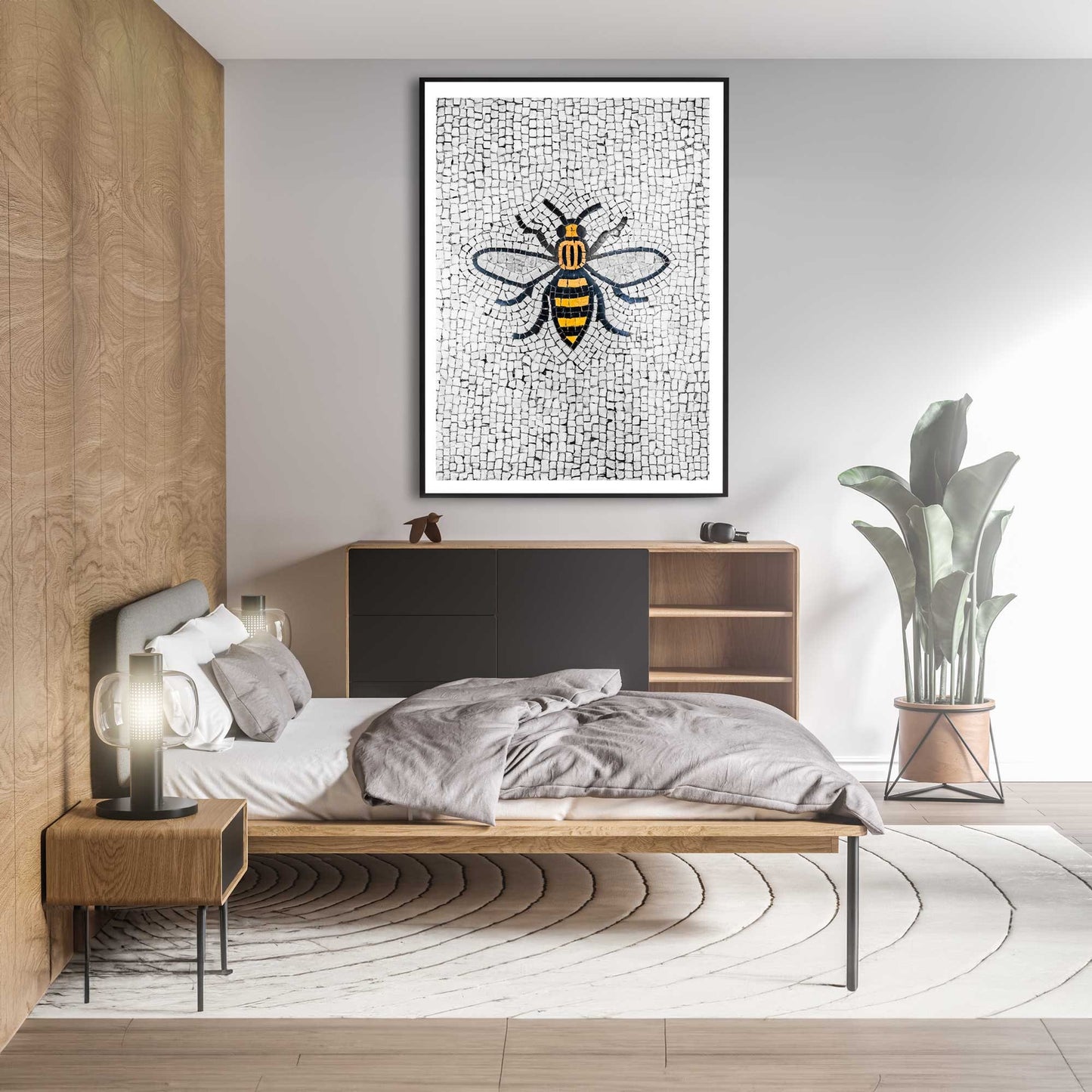 Manchester Worker Bee Mosaic Mancunian Fine Art Print, Manchester Town Hall Iconic Symbol, A4, A3, A2