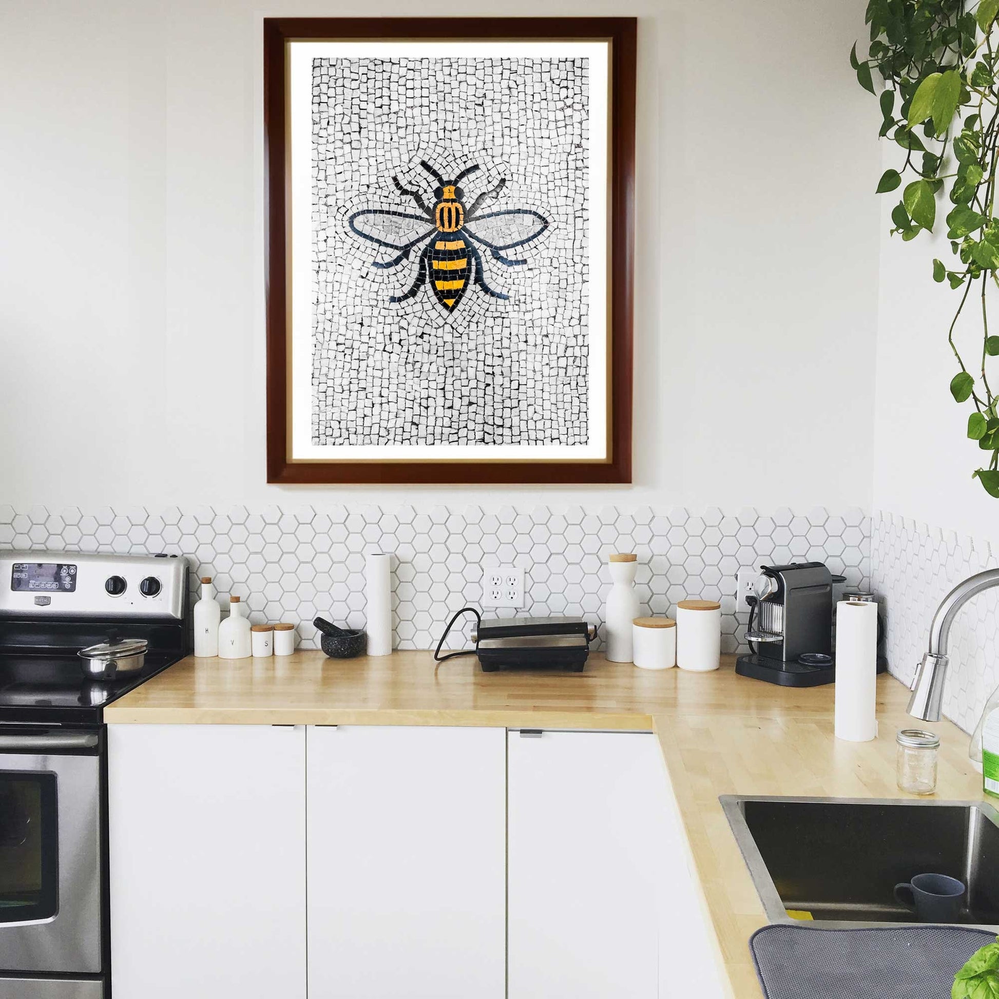 Manchester Worker Bee Mosaic Mancunian Fine Art Print, Manchester Town Hall Iconic Symbol, A4, A3, A2