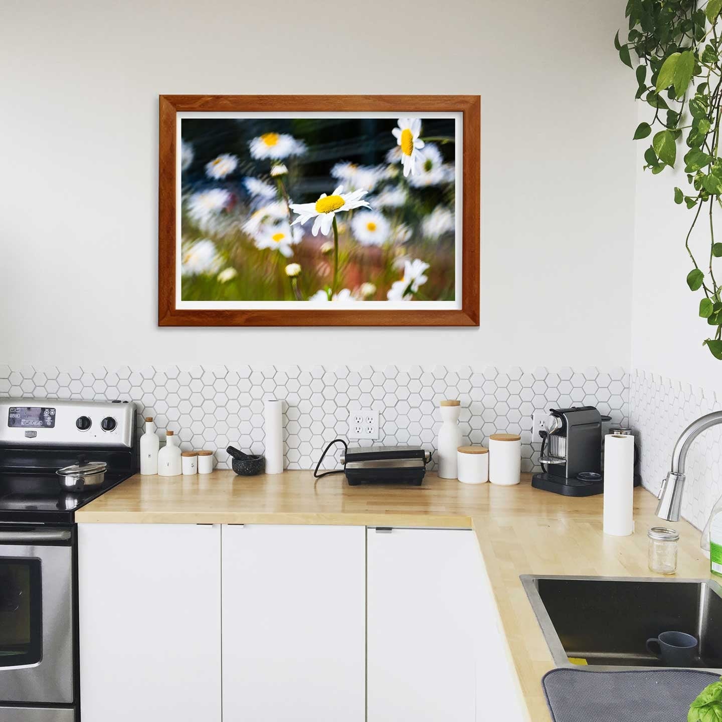Abstract Yellow Daisy Flower Fine Art, Floral Printable Poster, Modern Wall Art, Flowers Print A4, A3, A2