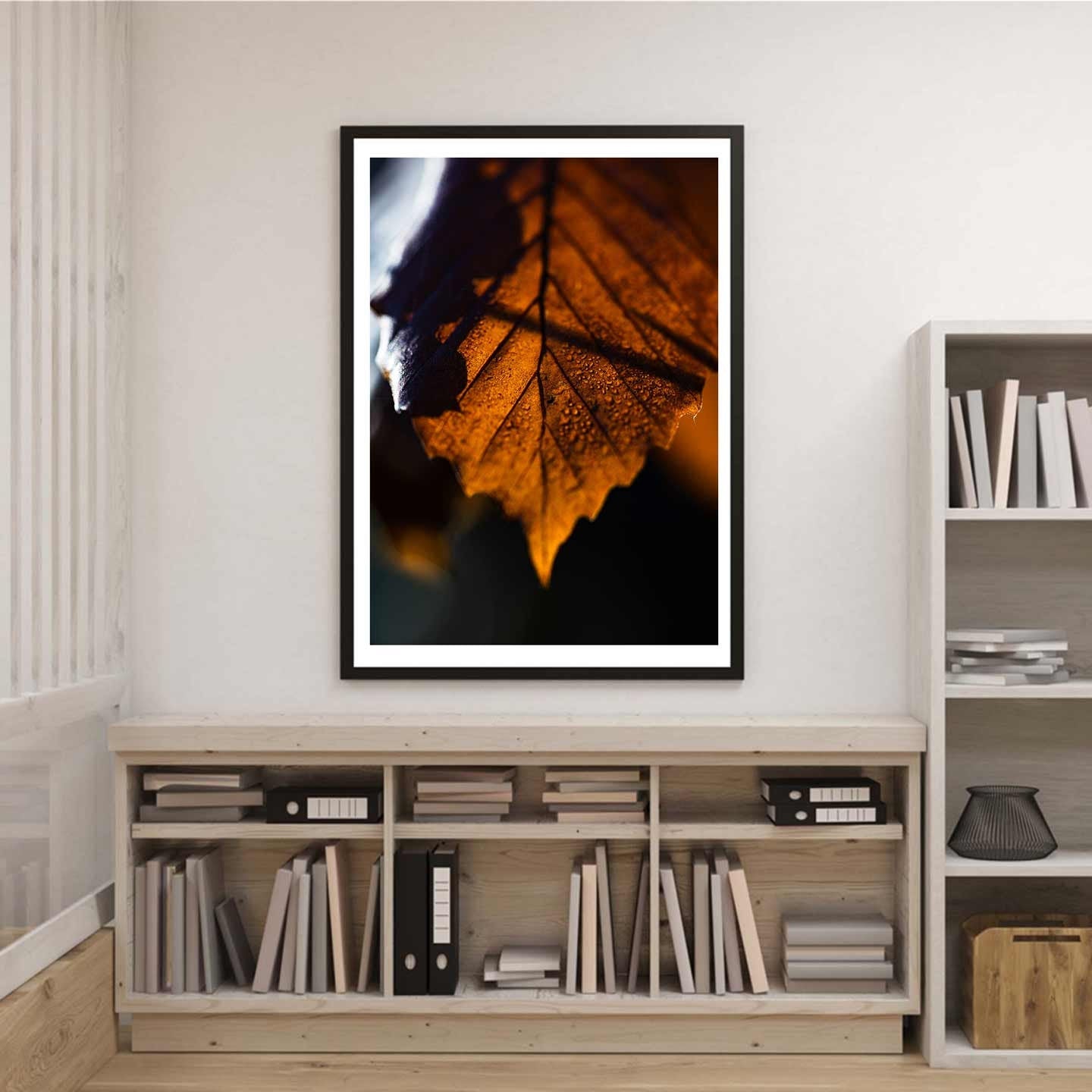 Autumn Leaf, Fall Wall Decor, Red Fall Leaf Wall Art, Farmhouse Fall Decor Fine Art Decor, A4, A3, A2