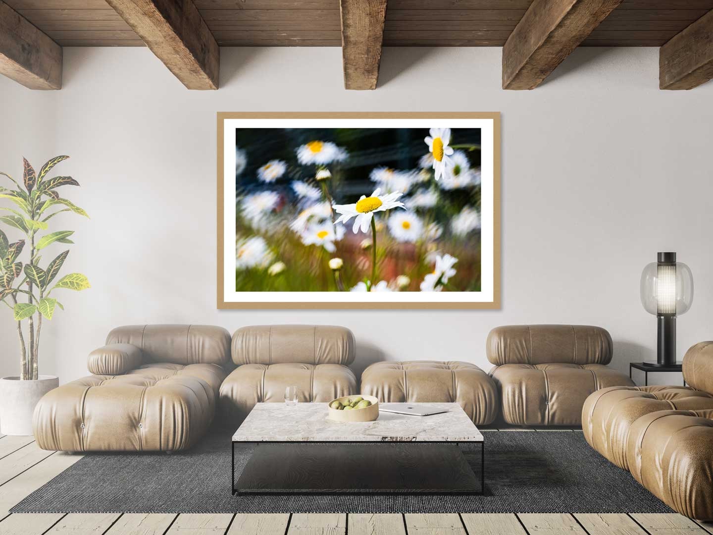 Abstract Yellow Daisy Flower Fine Art, Floral Printable Poster, Modern Wall Art, Flowers Print A4, A3, A2