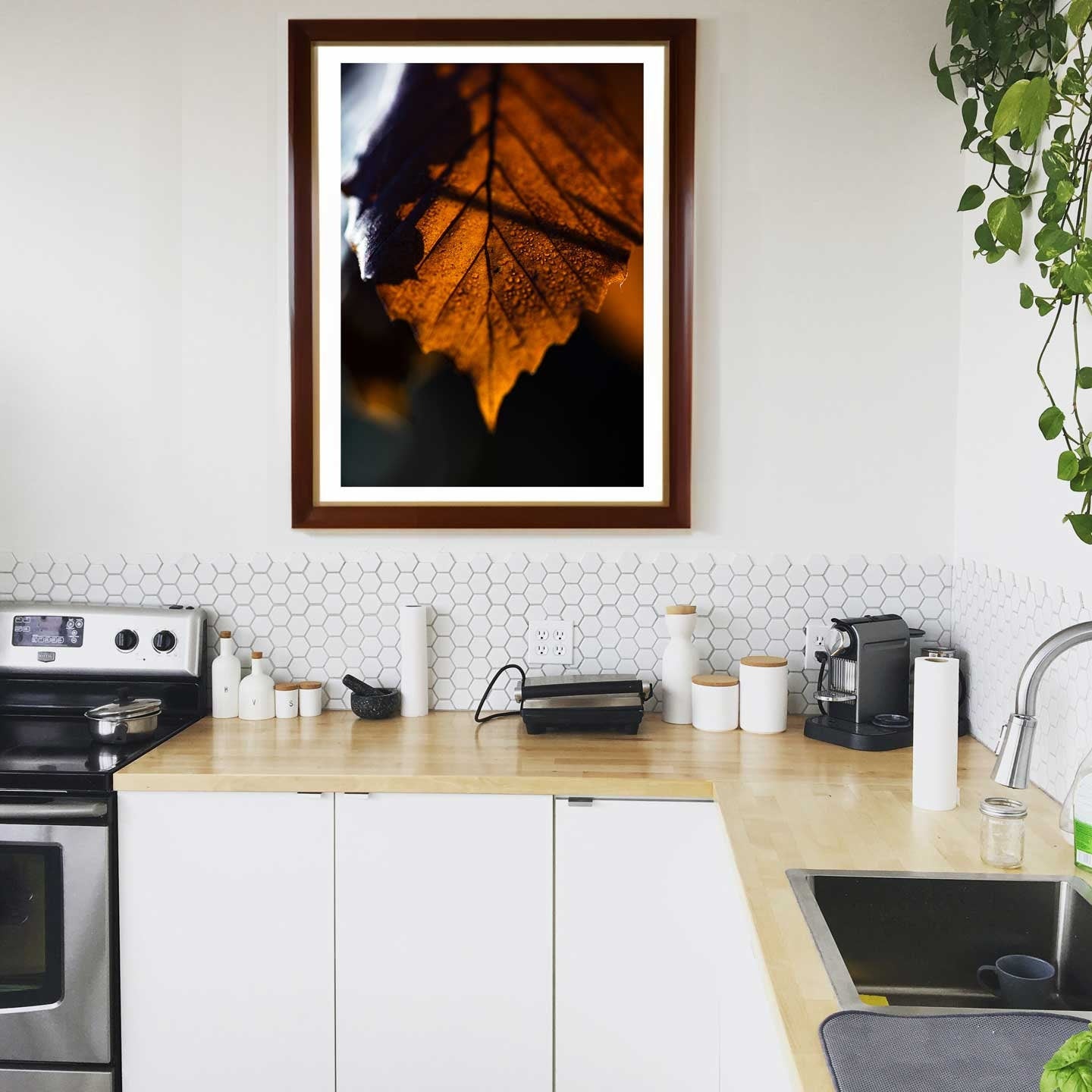 Autumn Leaf, Fall Wall Decor, Red Fall Leaf Wall Art, Farmhouse Fall Decor Fine Art Decor, A4, A3, A2