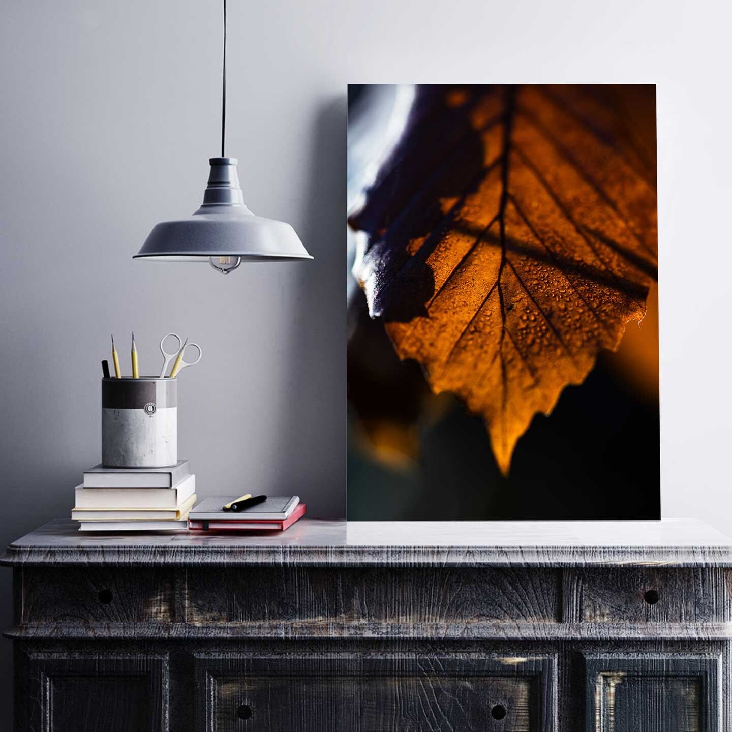 Autumn Leaf, Fall Wall Decor, Red Fall Leaf Wall Art, Farmhouse Fall Decor Fine Art Decor, A4, A3, A2