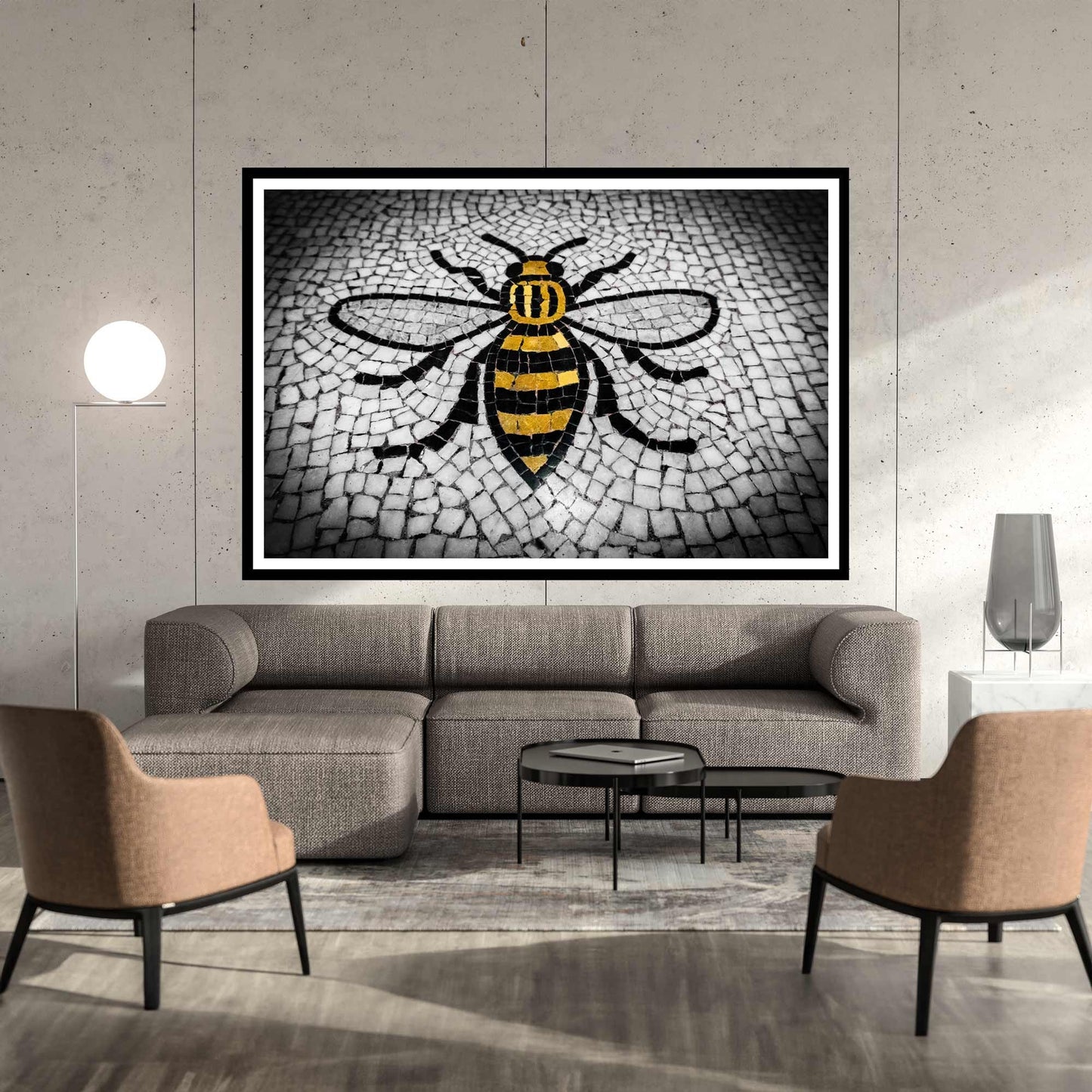 Manchester Worker Bee Mosaic Mancunian Fine Art Print, Manchester Town Hall Iconic Symbol, A4, A3, A2