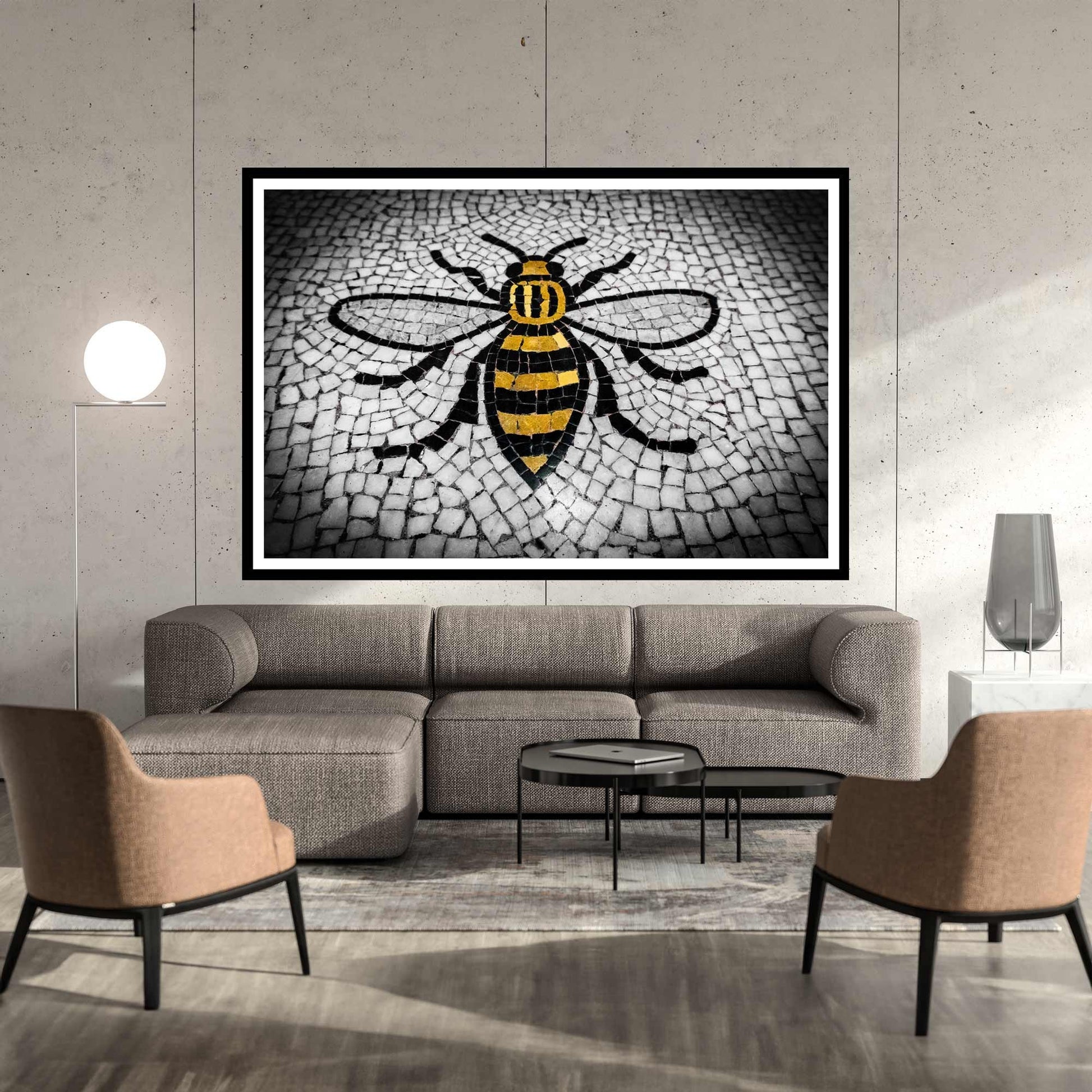 Manchester Worker Bee Mosaic Mancunian Fine Art Print, Manchester Town Hall Iconic Symbol, A4, A3, A2