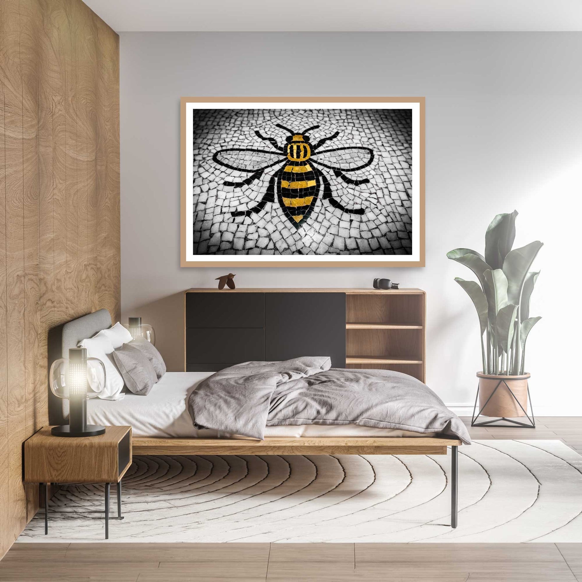 Manchester Worker Bee Mosaic Mancunian Fine Art Print, Manchester Town Hall Iconic Symbol, A4, A3, A2