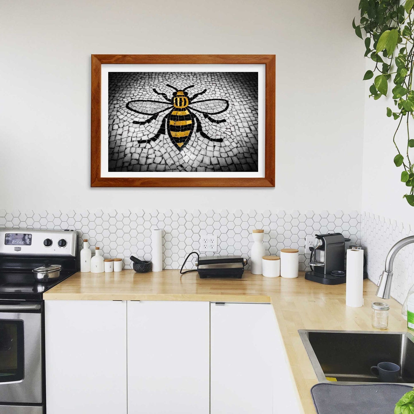 Manchester Worker Bee Mosaic Mancunian Fine Art Print, Manchester Town Hall Iconic Symbol, A4, A3, A2