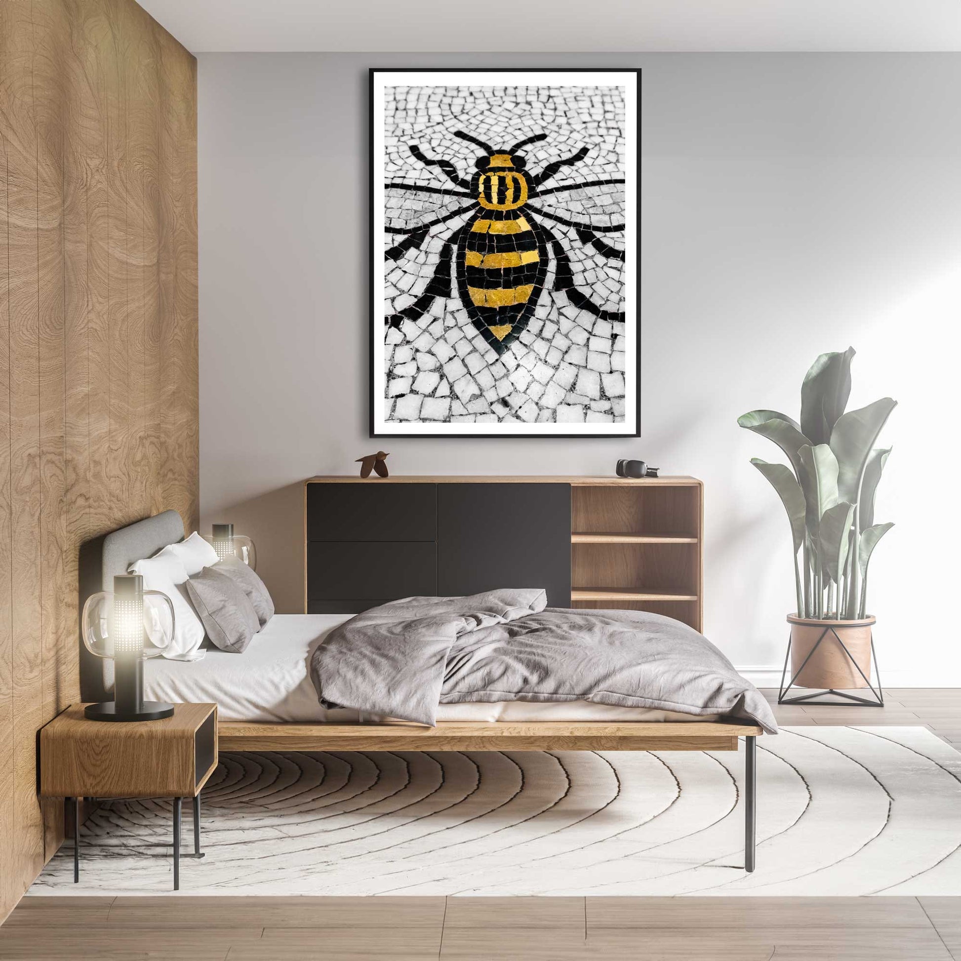 Manchester Worker Bee Mosaic Mancunian Fine Art Print, Manchester Town Hall Iconic Symbol, A4, A3, A2