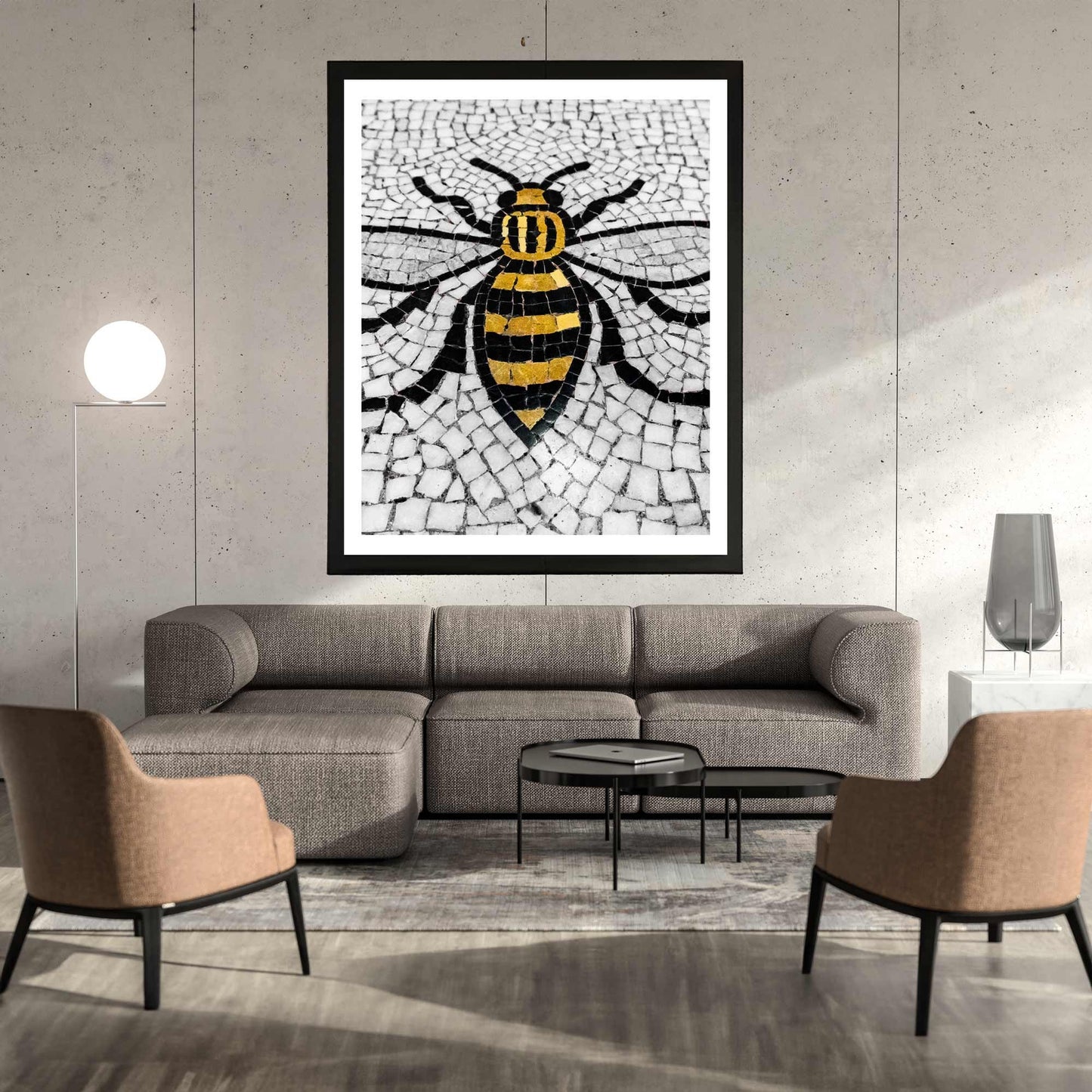 Manchester Worker Bee Mosaic Mancunian Fine Art Print, Manchester Town Hall Iconic Symbol, A4, A3, A2