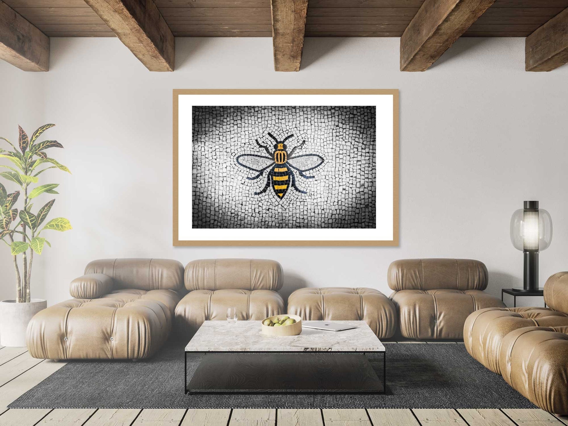 Manchester Worker Bee Mosaic Mancunian Fine Art Print, Manchester Town Hall Iconic Symbol, A4, A3, A2