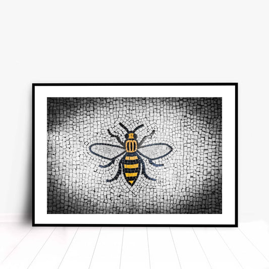 Manchester Worker Bee Mosaic Mancunian Fine Art Print, Manchester Town Hall Iconic Symbol, A4, A3, A2