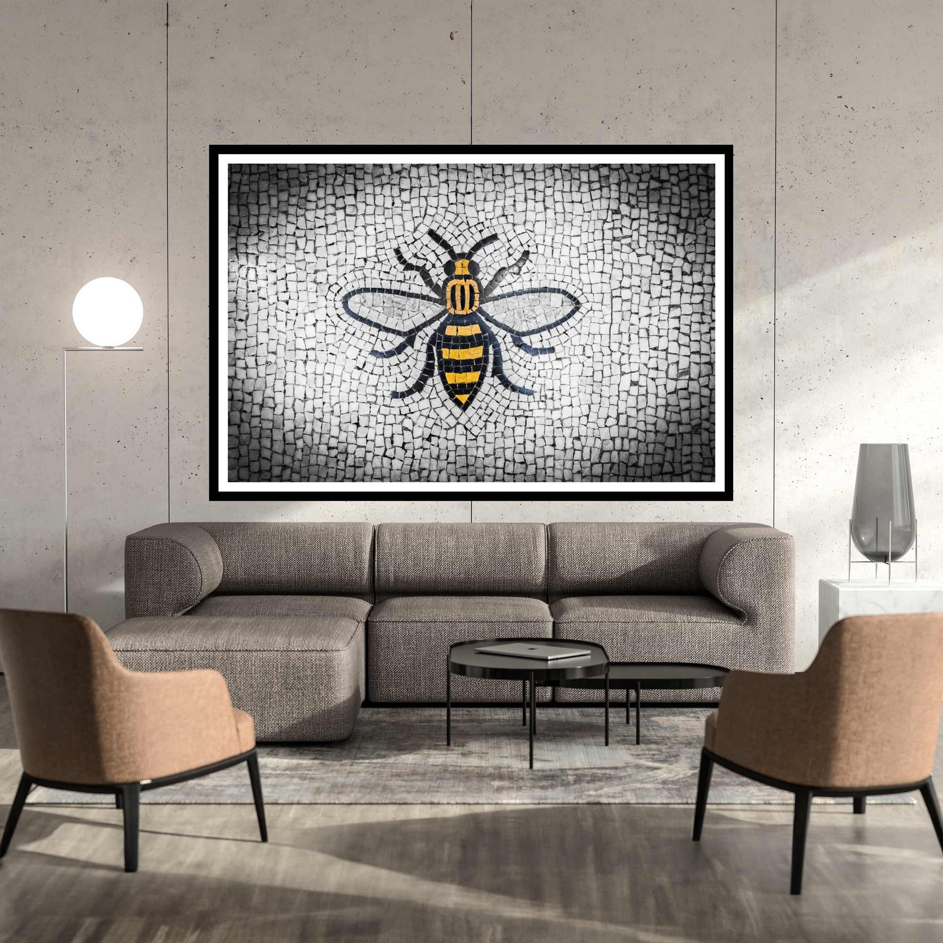 Manchester Worker Bee Mosaic Mancunian Fine Art Print, Manchester Town Hall Iconic Symbol, A4, A3, A2