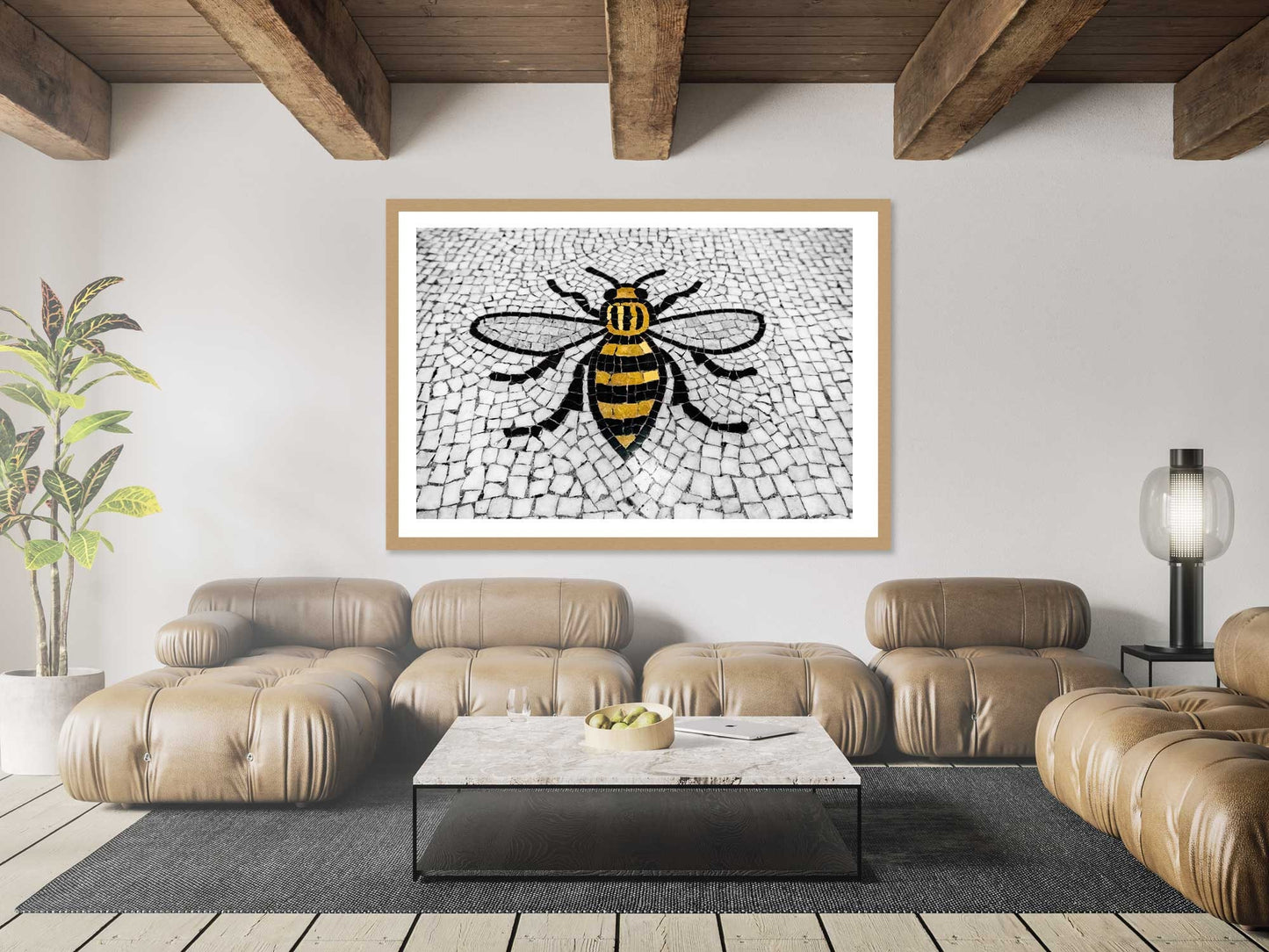 Manchester Worker Bee Mosaic Mancunian Fine Art Print, Manchester Town Hall Iconic Symbol, A4, A3, A2