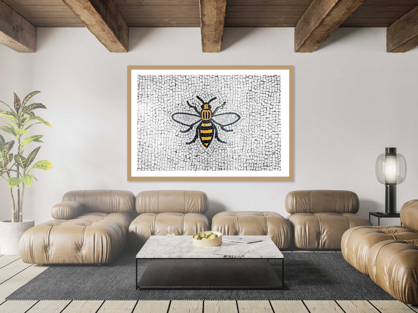 Manchester Worker Bee Mosaic Mancunian Fine Art Print, Manchester Town Hall Iconic Symbol, A4, A3, A2