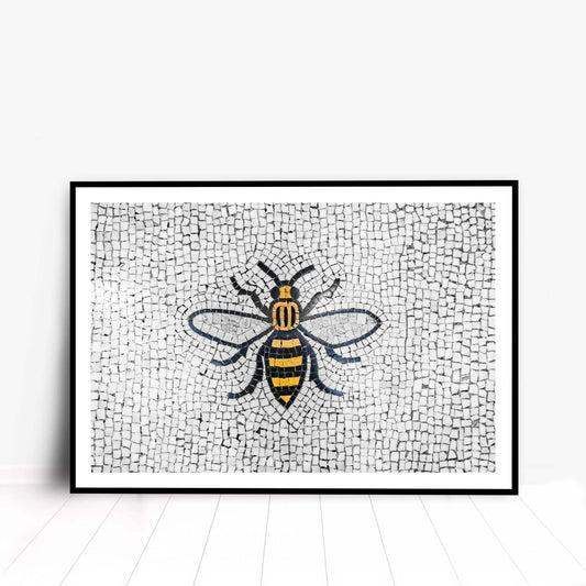 Manchester Worker Bee Mosaic Mancunian Fine Art Print, Manchester Town Hall Iconic Symbol, A4, A3, A2