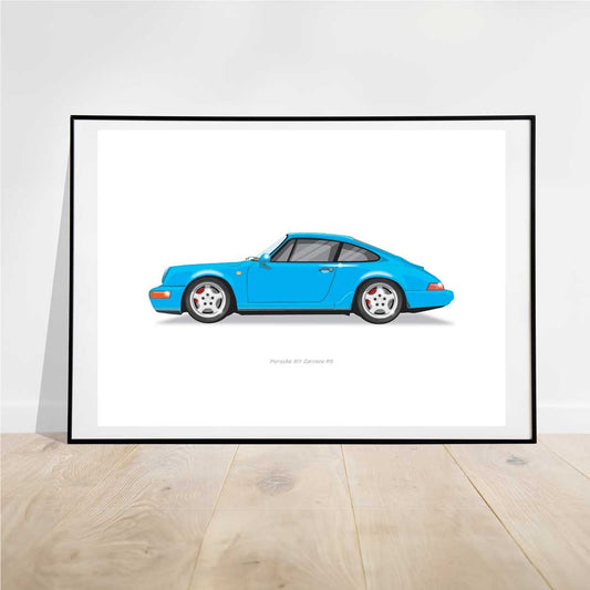 Porsche 911 Carrera RS - Car Illustration, Handmade Artwork Print, Wall Art, Poster