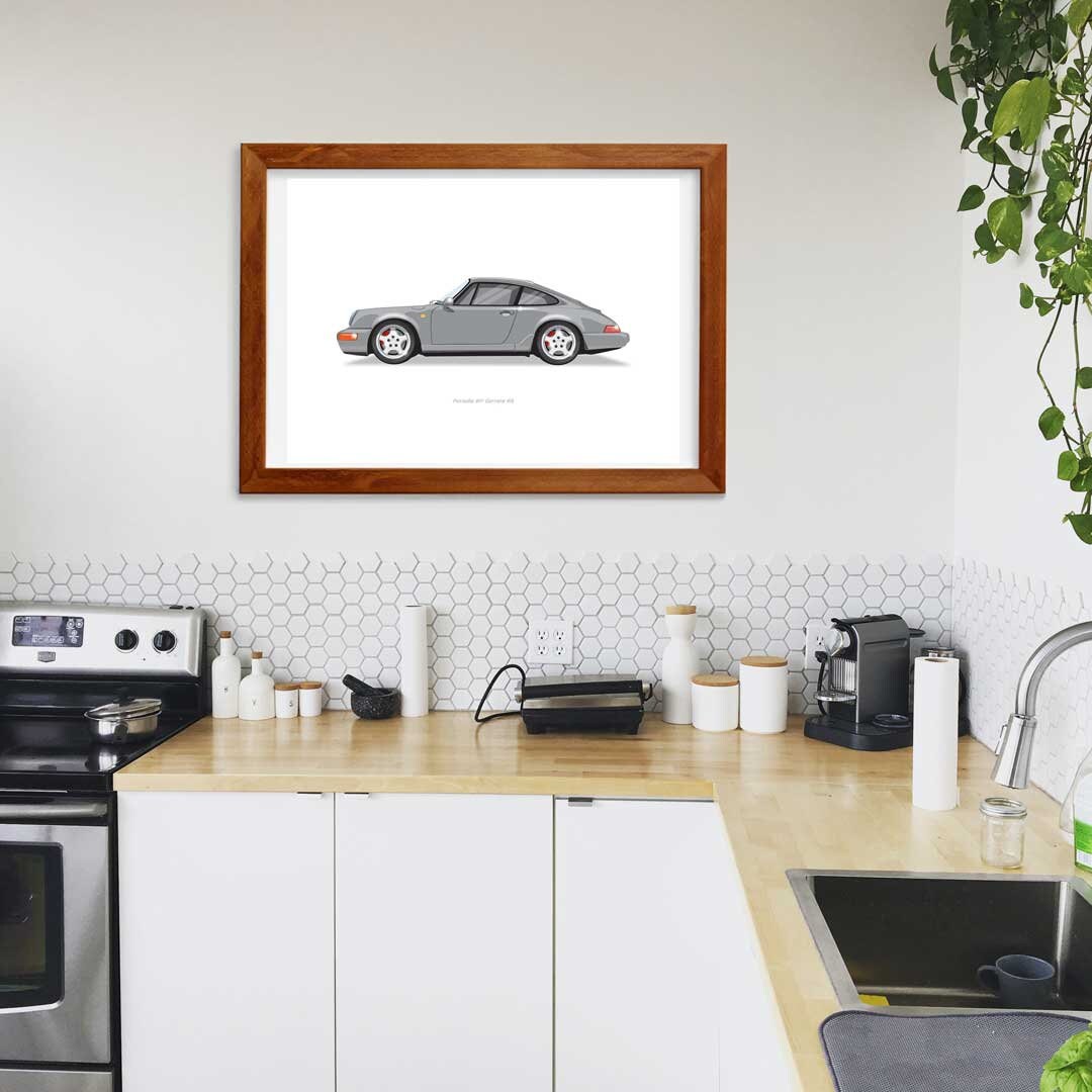 Porsche 911 Carrera RS - Car Illustration, Handmade Artwork Print, Wall Art, Poster